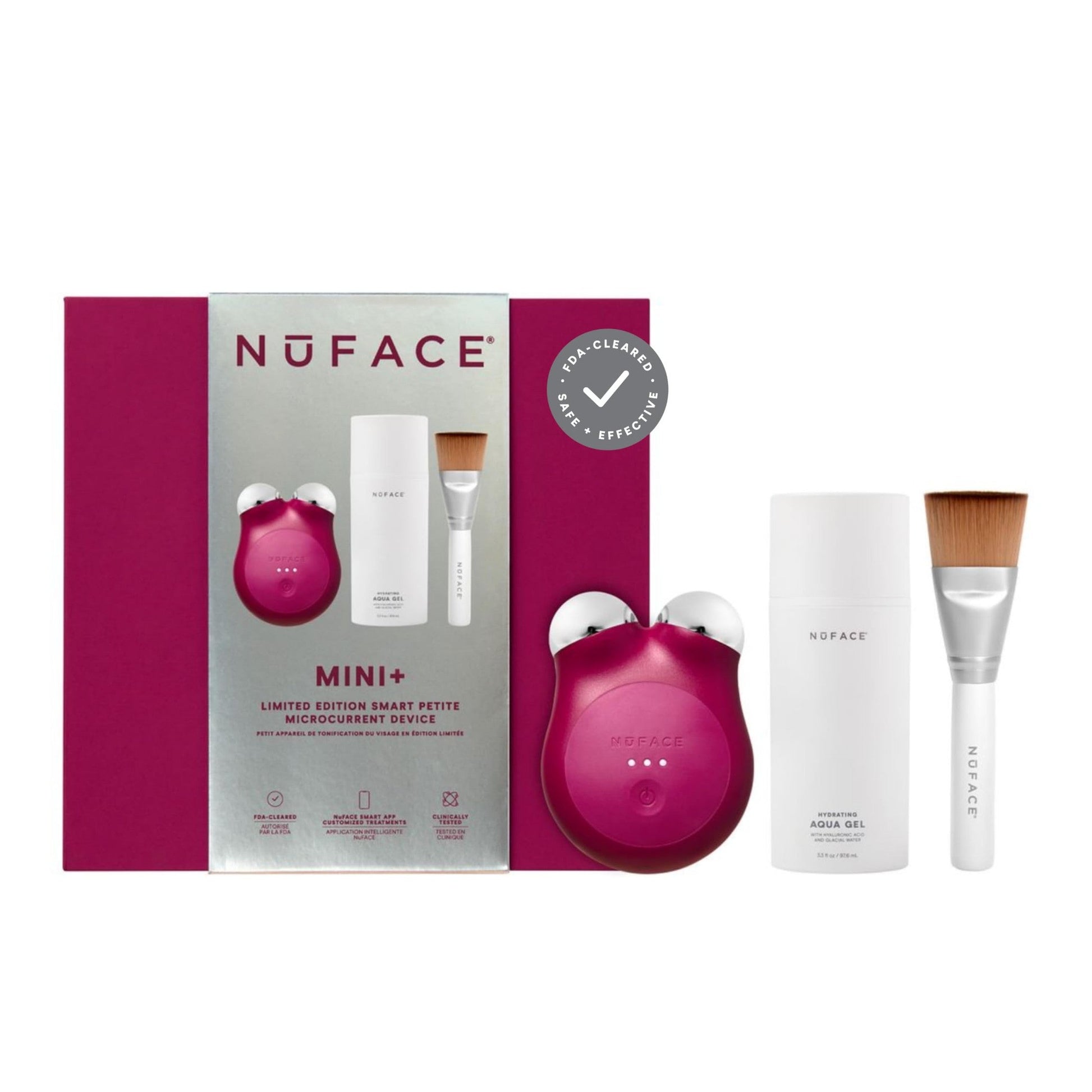 NuFACE MINI+ Microcurrent Facial Device Kit - Limited Edition FDA Cleared Face Massager Device + Microcurrent Gel Activator & Applicator Brush - Velvet Rose - Medaid International