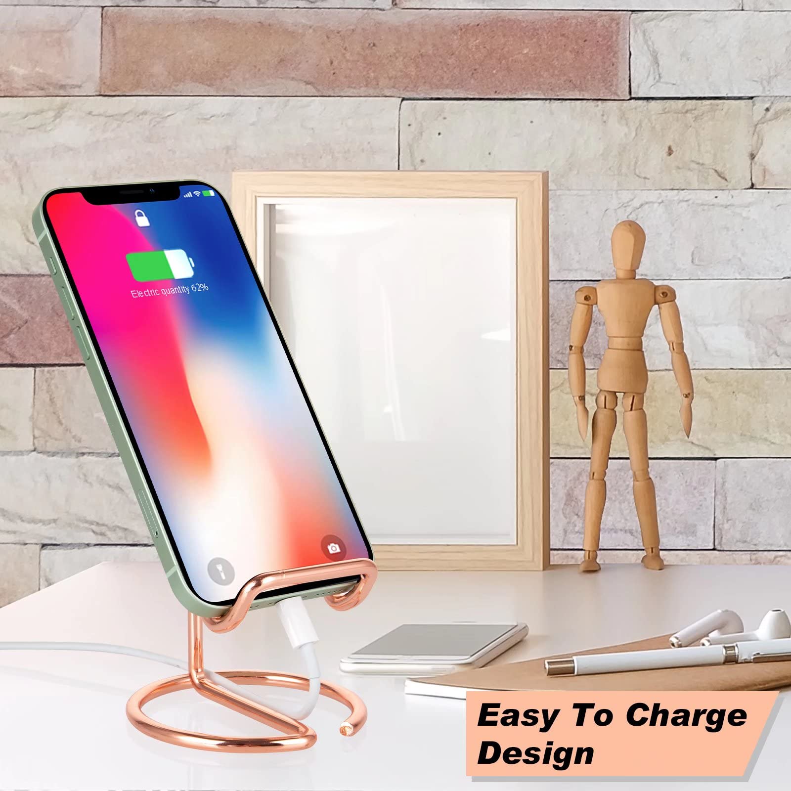 ROPOSY Cell Phone Stand Holder Desk Accessories, Cute Metal Rose Gold, Compatible with All Mobile Phones, iPhone, Switch, iPad - Medaid International