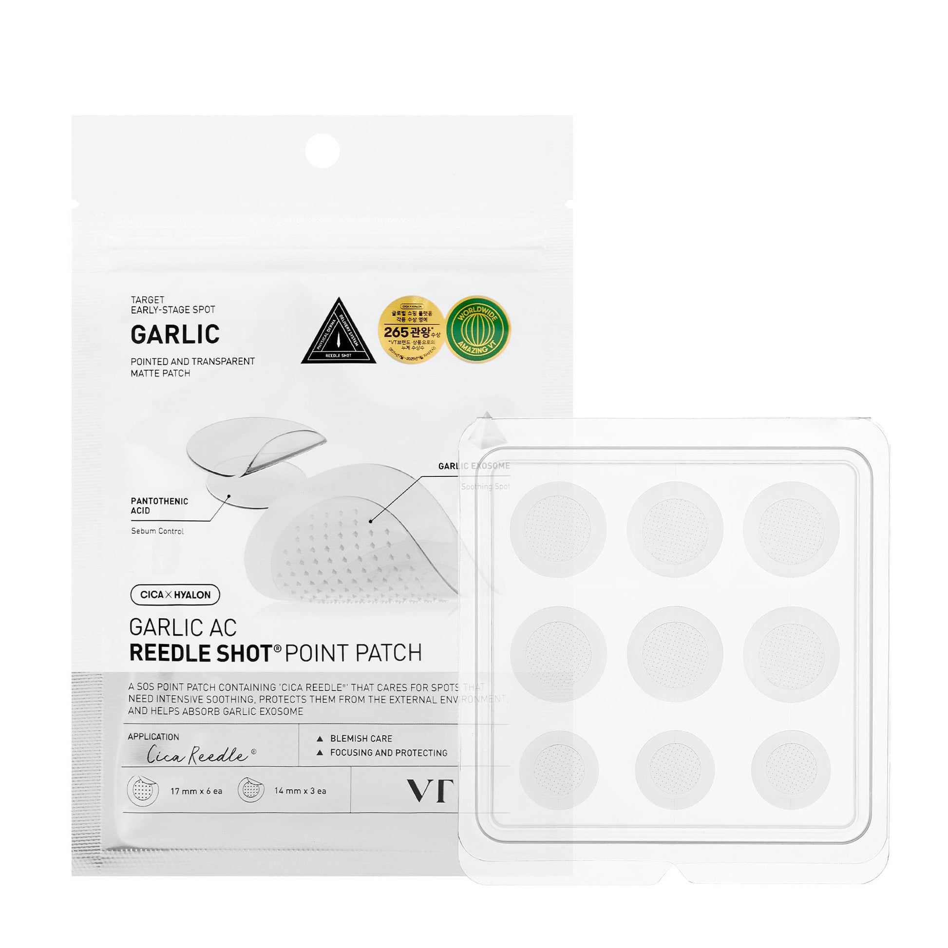 VT COSMETICS Garlic AC Reedle Shot Point Patch, Spot Patch for Early-Stage Blemishes (9 Patches) - Medaid International