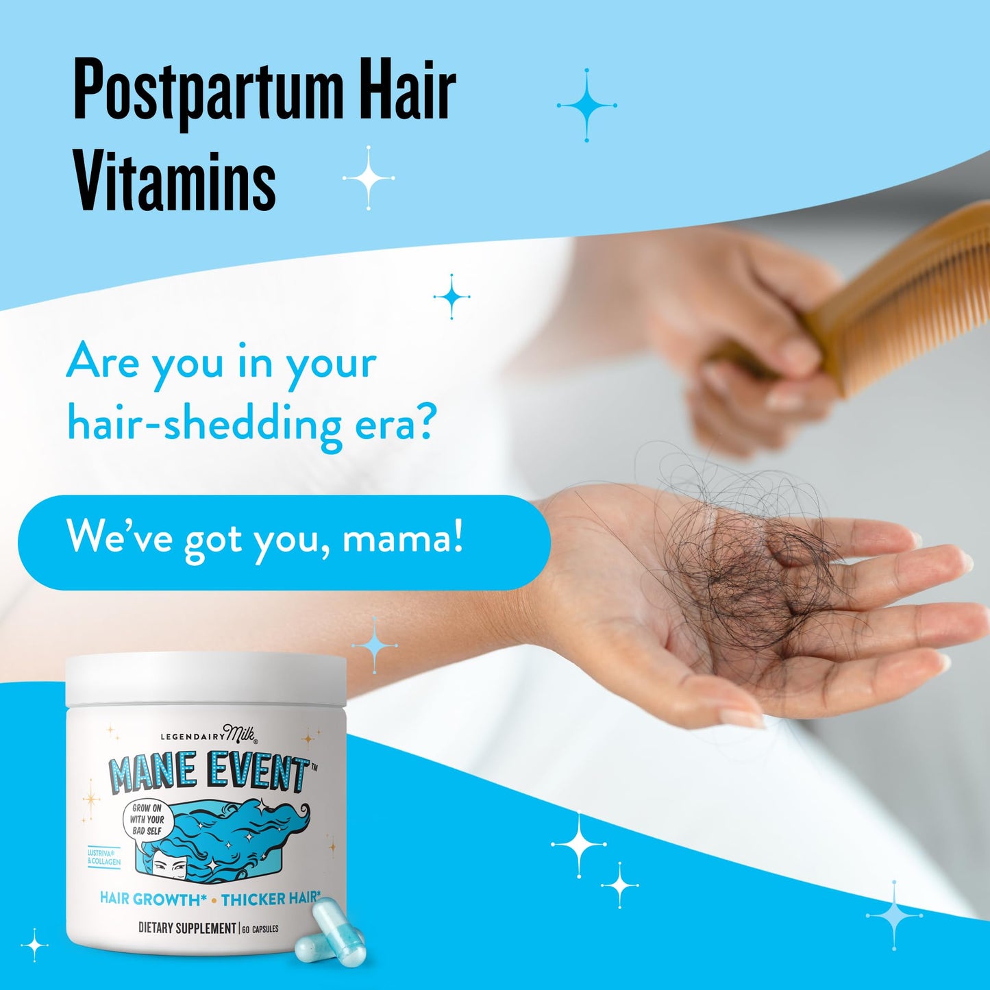 Hair Growth Vitamins for Women - Biotin for Hair Growth with Collagen & Lustriva, Products & Supplements for Thinning, Thicker, Fuller, Stronger Skin & Nails, Legendairy Milk Mane Event™ - Medaid International