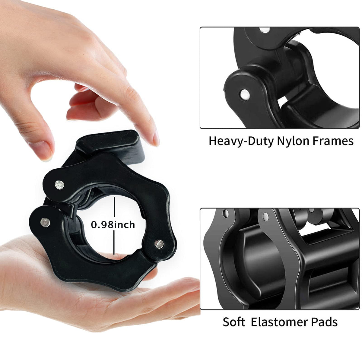 TERRIFI Barbell Clamps Set 6 Pcs,4 Pcs Barbell Clamps 1 Inch Quick Release Dumbbell Lock Clips with 2 Pcs Exercise Barbell Spring Clips, Weight Clips for Weightlifting, Workout, Strength Training