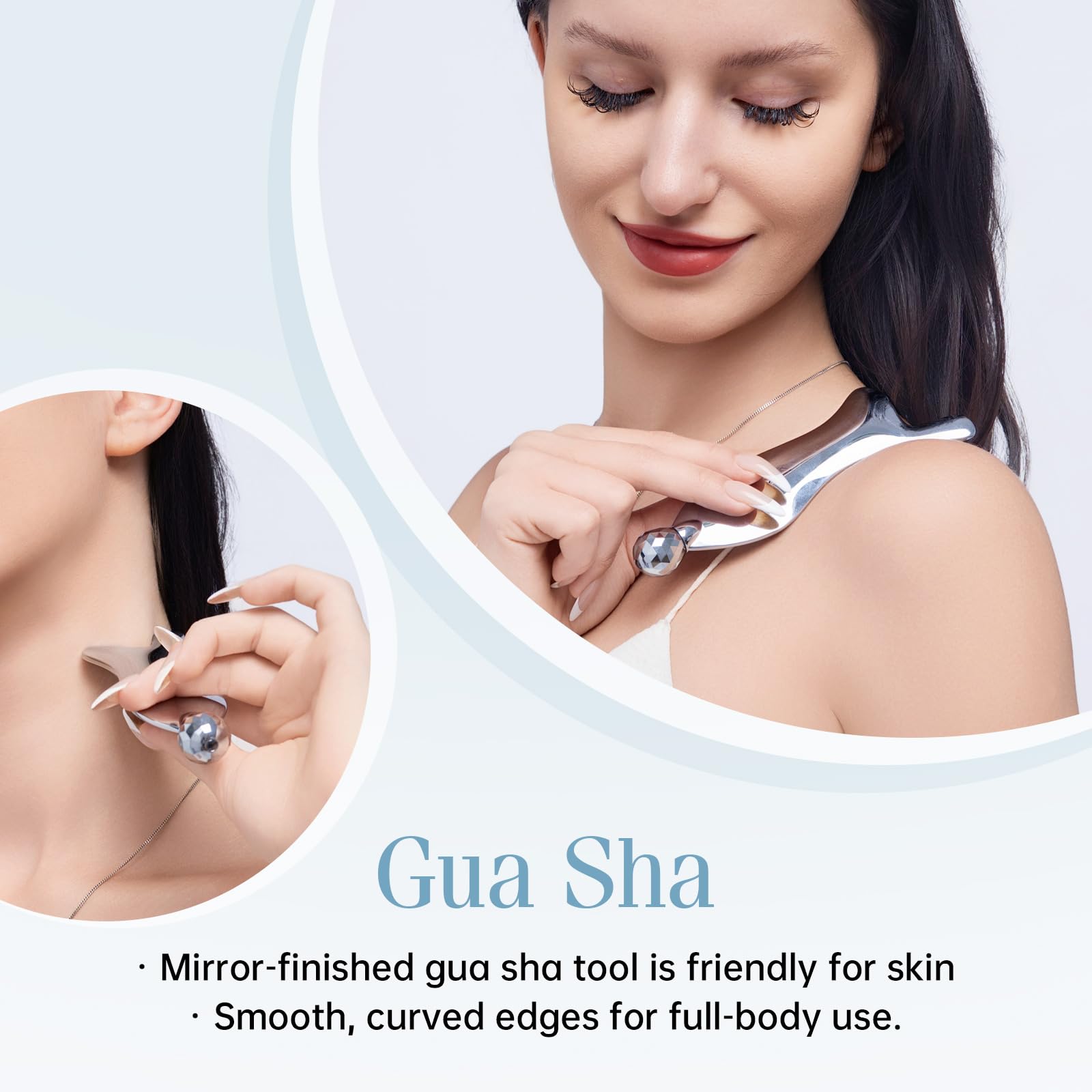 InfiniteRelax 4-in-1 Gua Sha Facial Tools, Metal Lymphatic Drainage Massager Facial Roller for Wrinkles and Lifting, Stainless Steel Gua Sha Tool for Face - Medaid International