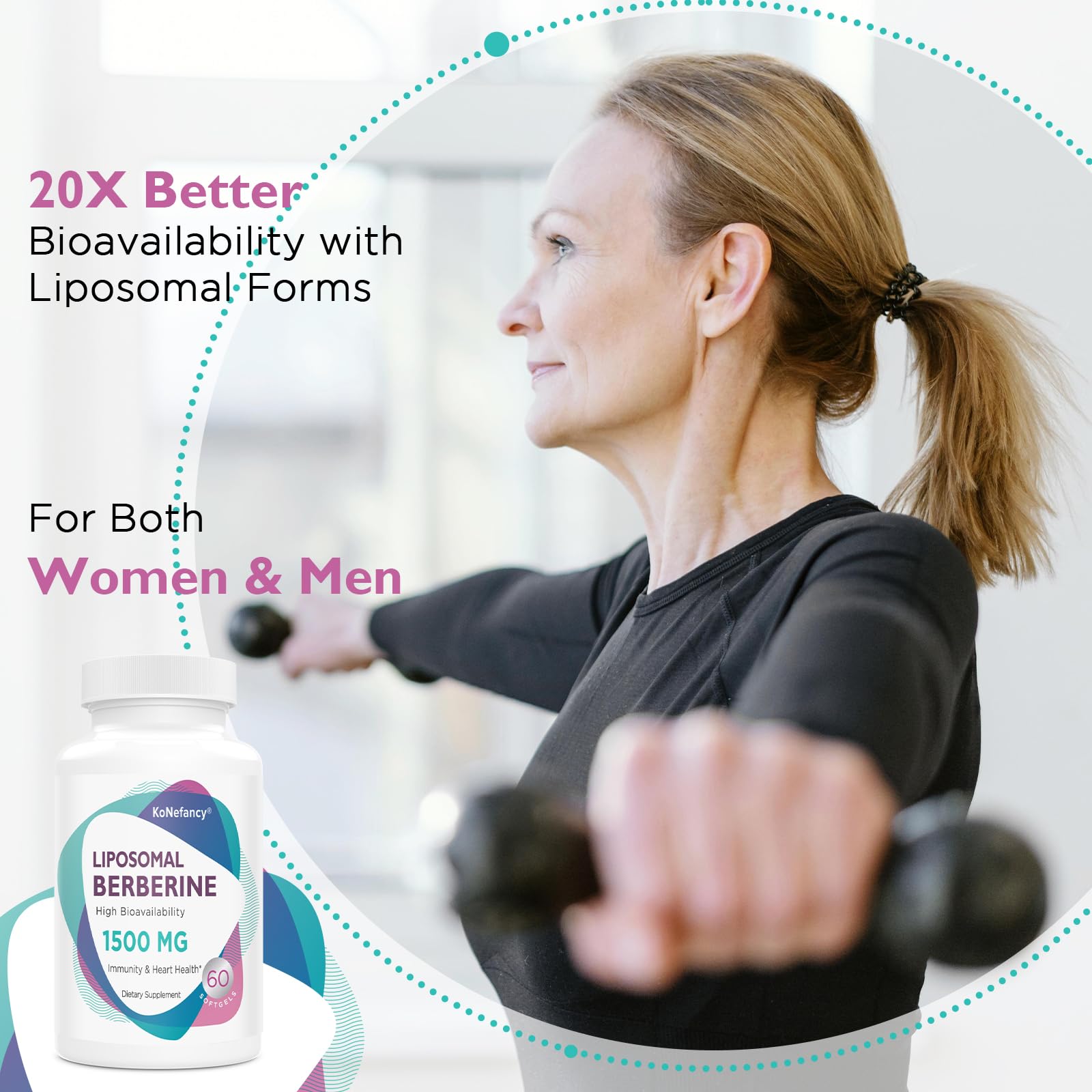Liposomal Berberine Supplement 1500mg - High Bioavailability Berberine HCL Capsules for Women and Men, AMPK Activator for Cardiovascular Health, Sugar-Free, Non-GMO,240 Softgels - Medaid International