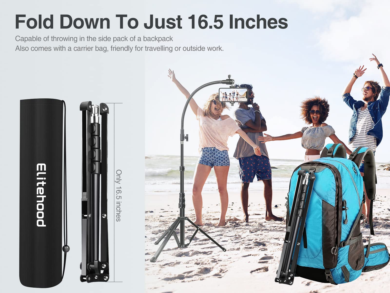 Elitehood 81" Tall Flexible Tripod Stand for iPhone with 17in Adjustable Gooseneck with Remote Compatible with iPhone 13 Pro Max / 13 Pro / 12 Pro Max, Android Phone - Medaid International