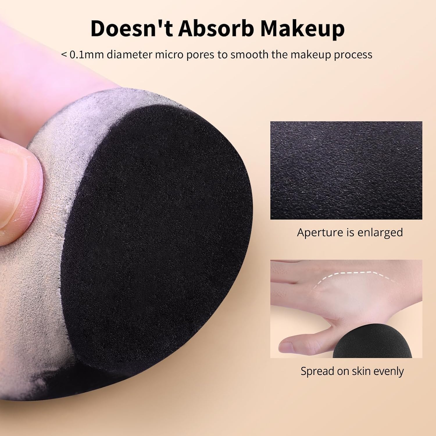 Makeup Sponge Set of 5, Soft and Latex-Free Beauty Sponge for Blending with Foundation Liquid Cream and Powder. Blender for Flawless Make Up Application, Black Beauty Gift - Medaid International