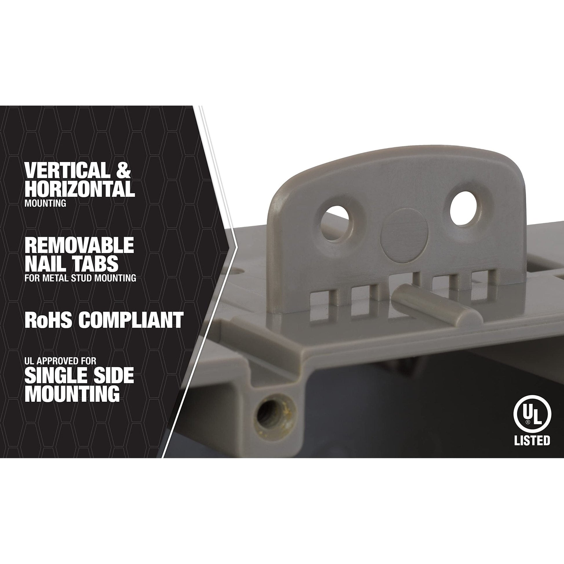 Southwire MSBMMT5G 5 Gang Multi Mount Device Box with Depth Adjustable; Heavy Duty 42lb ; Gray - Medaid International