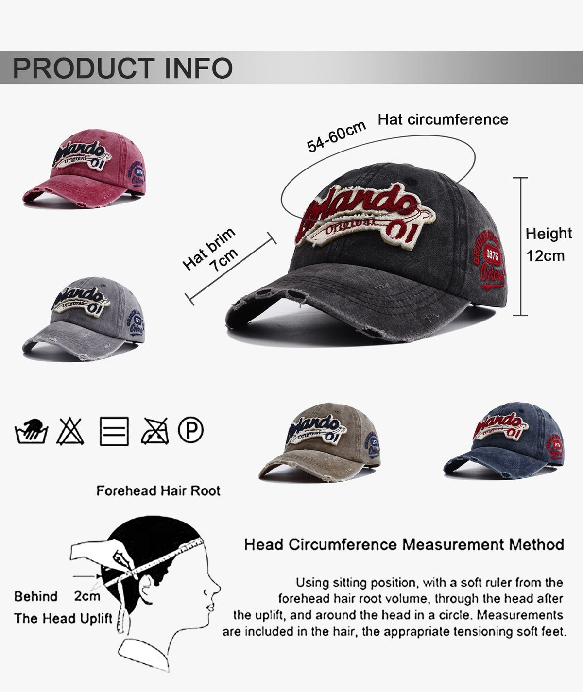 TERRIFI Baseball Cap Mens, Vintage Baseball Trucker Hat, Cotton Embroidered Snapback Cap, Unisex Snapback Outdoor Adjustable Sports Cap(Grey)