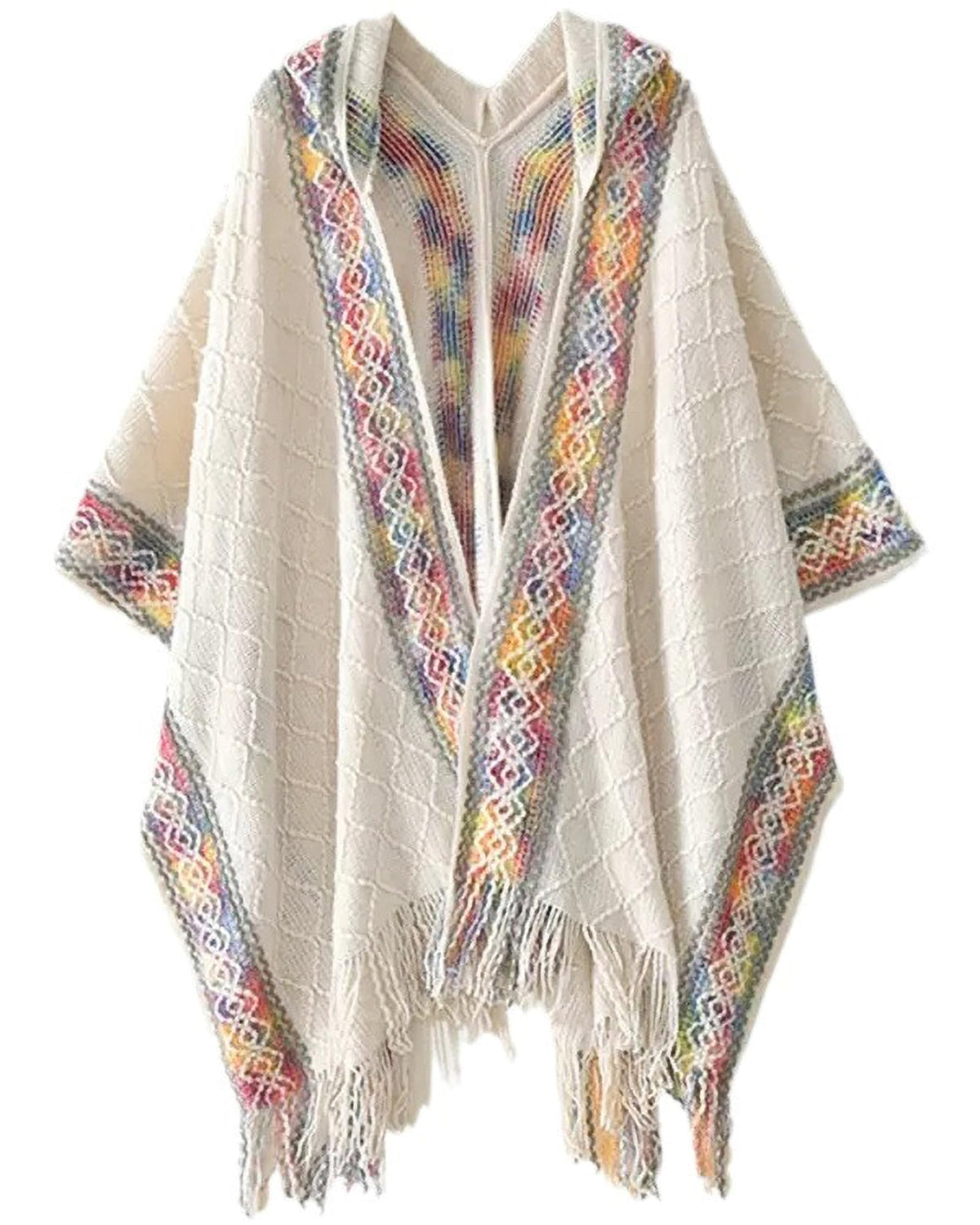 KASTWAVE Knit Shawl Wraps for Women, Wraps Oversized Winter Scarf, Warm Poncho Sweater, Tassels Open Front capes, Warm Wearable Blanket Long Cardigans Sweater Coats Birthday Gifts for Ladies