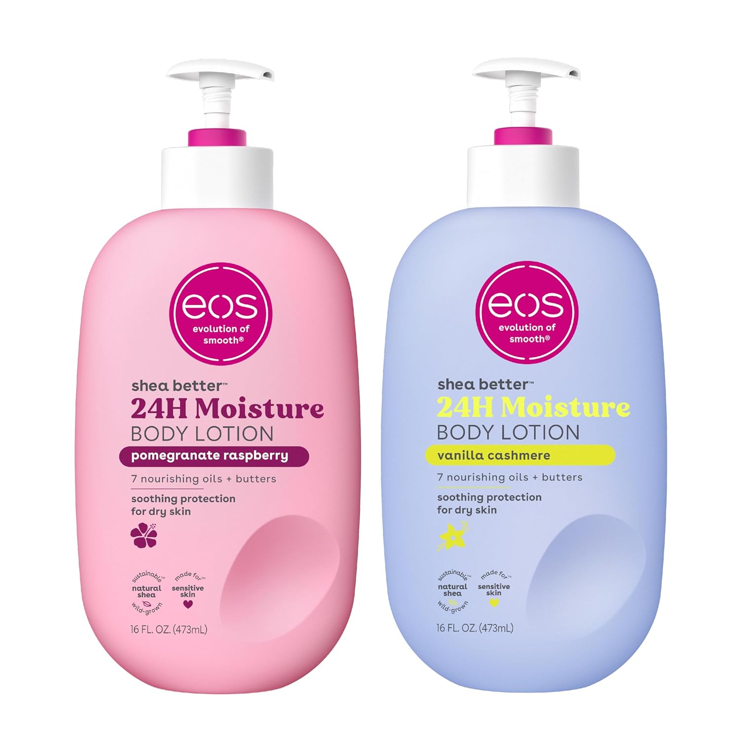 eos Shea Better Body Lotion- Vanilla Cashmere, 24-Hour Moisture Skin Care, Lightweight & Non-Greasy, Made with Natural Shea, Vegan, 16 fl oz - Medaid International