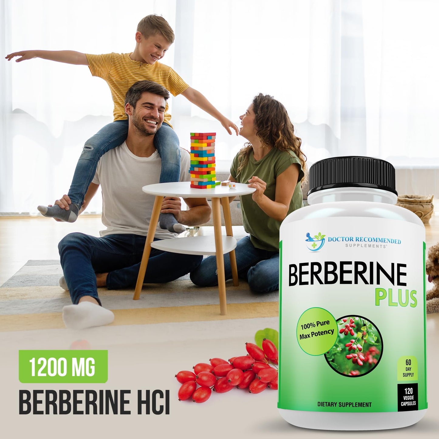 DOCTOR RECOMMENDED SUPPLEMENTS Berberine Plus 1200mg Per Serving - 120 Veggie Capsules with Royal Jelly - Medaid International