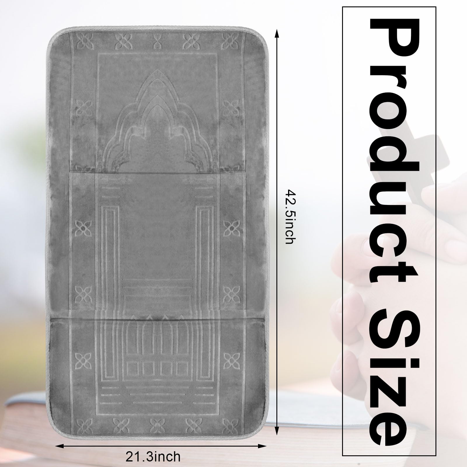 Timgle Foldable Prayer Mat Prayer Rug with Backrest Folding Meditation Chair with Storage Bag Soft Meditation Rug Praying Mat Praying Carpet for Rest Men Women Prayer Ramadan Eid, Muslim Gift (Gray) - Medaid International