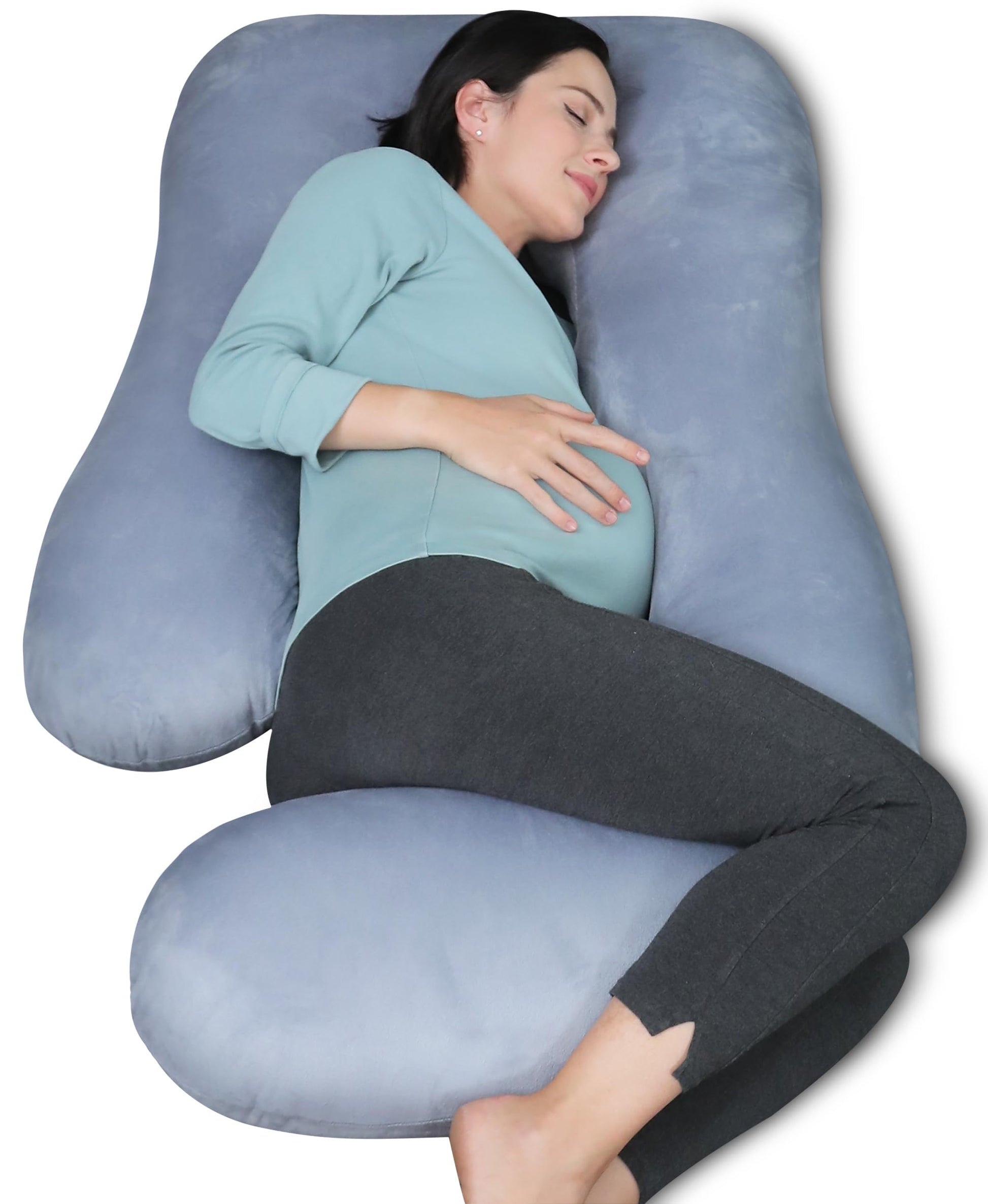 MOON PARK Pregnancy Pillows for Sleeping - U Shaped Full Body Maternity Pillow with Removable Cover - Support for Back, Legs, Belly, HIPS - 57 Inch Pregnancy Pillow for Women - Grey - Medaid International