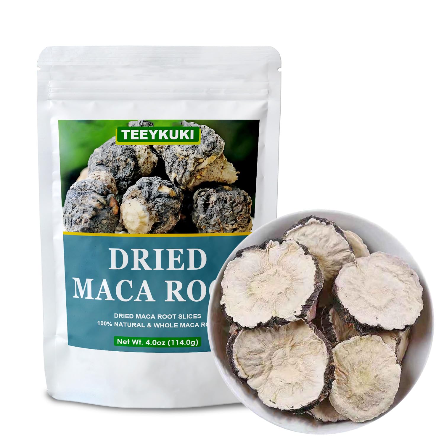 Natural Premium Black Maca Root Slices, Cut & Sifted, 4.0oz(114.0g), Premium Grade Dried Maca Root Slices, Non-GMO - Medaid International