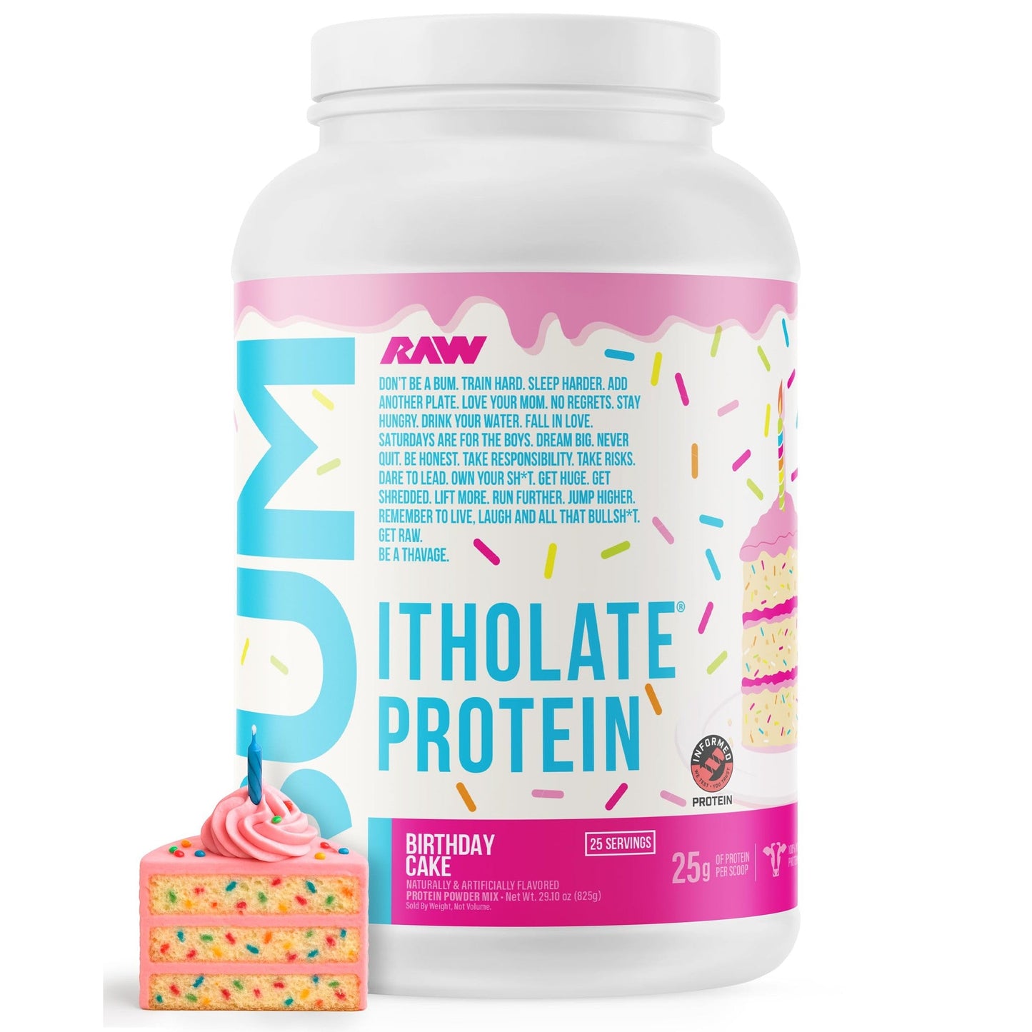 RAW Whey Isolate Protein Powder, Birthday Cake (CBUM Itholate Protein) - 100% Grass-Fed Sports Nutrition Powder for Muscle Growth & Recovery - Low-Fat, Low Carb - 25 Servings - Medaid International