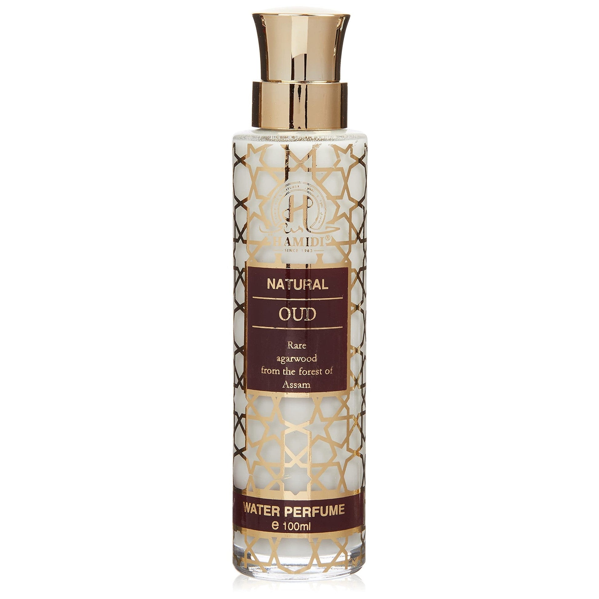 Hamidi Natural Oud Water Perfume Spray 100 ml/ 3.4 oz Alcohol Free Fragrance Natural Extracted Oil (Natural Oud) - Medaid International