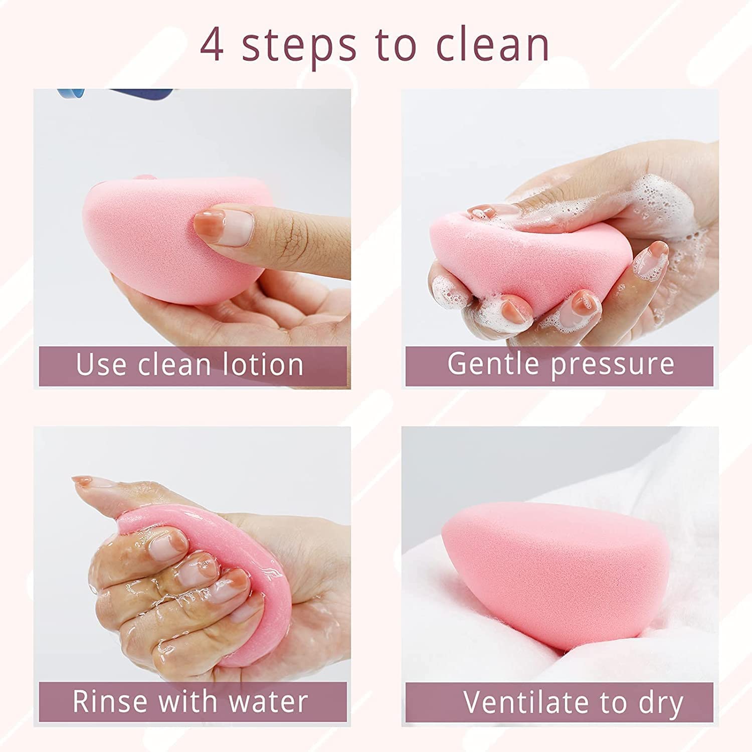 BEAKEY Flat Duo Patented Makeup Sponge Set of 2, Latex Free Pink Beauty Sponge for Foundation and Powder Application, Soft Blending Sponges, Large Flat Design, BeautyTools for Makeup Lovers - Medaid International