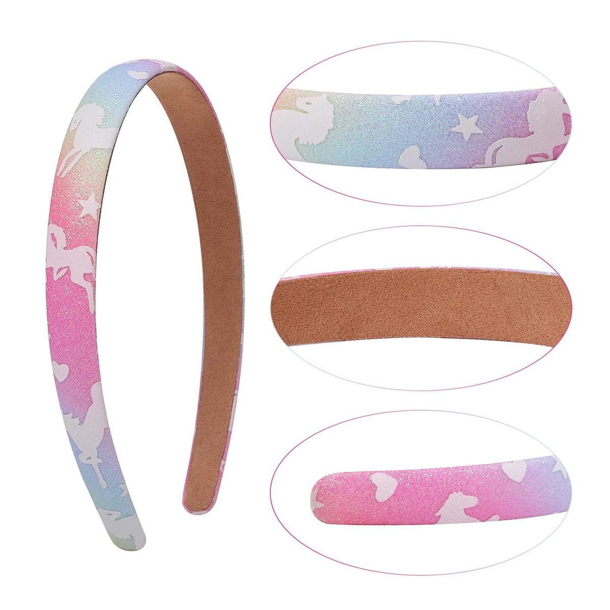 TERRIFI Glitter Unicorn Headband for Girls - Girls Headband for Kids Children No Slip Glitter Hair Bands for Toddler