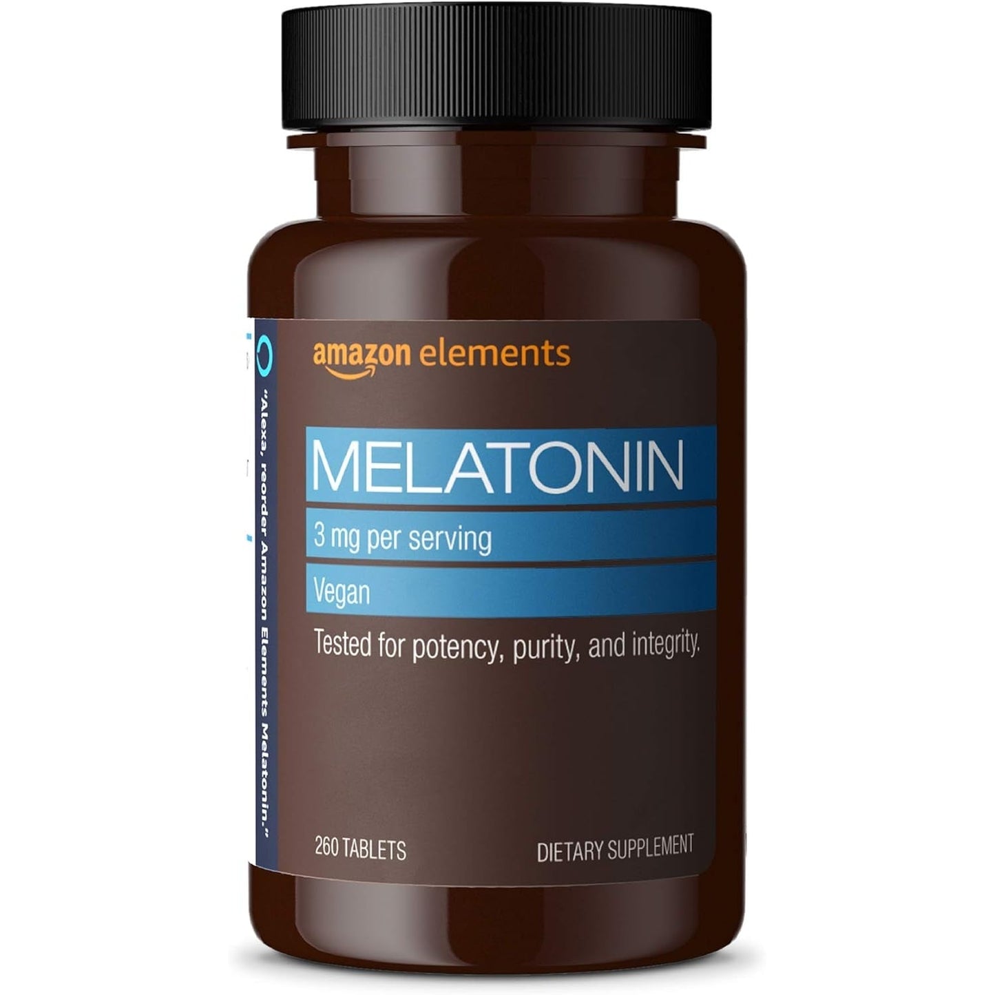 Amazon Elements Melatonin 3mg, Helps with occasional sleeplessness, Vegan, Unflavored, 260 Tablets, 8 month supply (Packaging may vary) - Medaid International