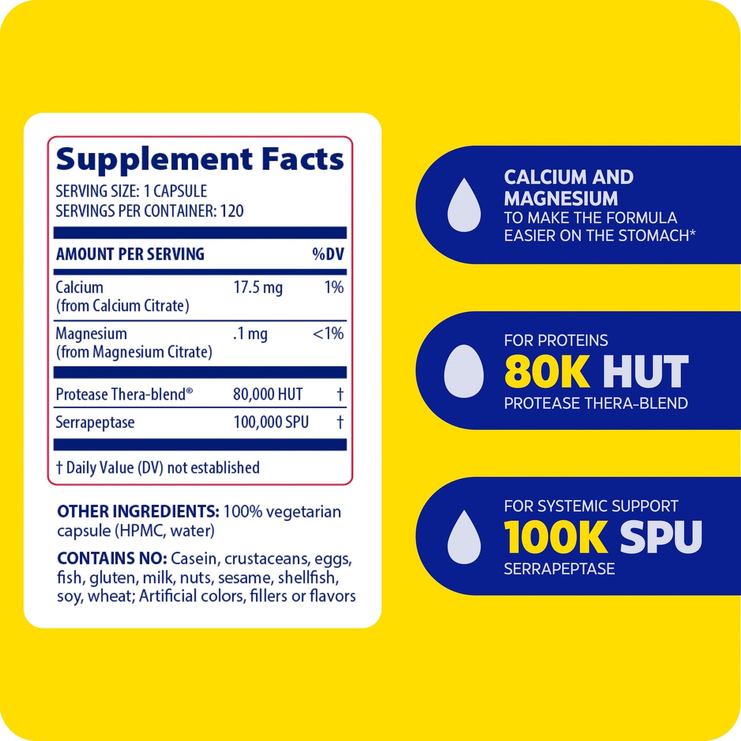 Enzymedica, SerraGold, Supports Recovery, Immune and Cardiovascular System, Natural Supplement, 120 Count (FFP) - Medaid International