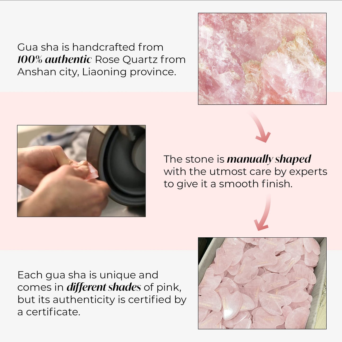PLANTIFIQUE Rose Quartz Gua Sha Tool – Anti-Aging Face Massager & Jawline Shaper for Skincare Routine – Facial Massage & Skin Care Gift - Medaid International