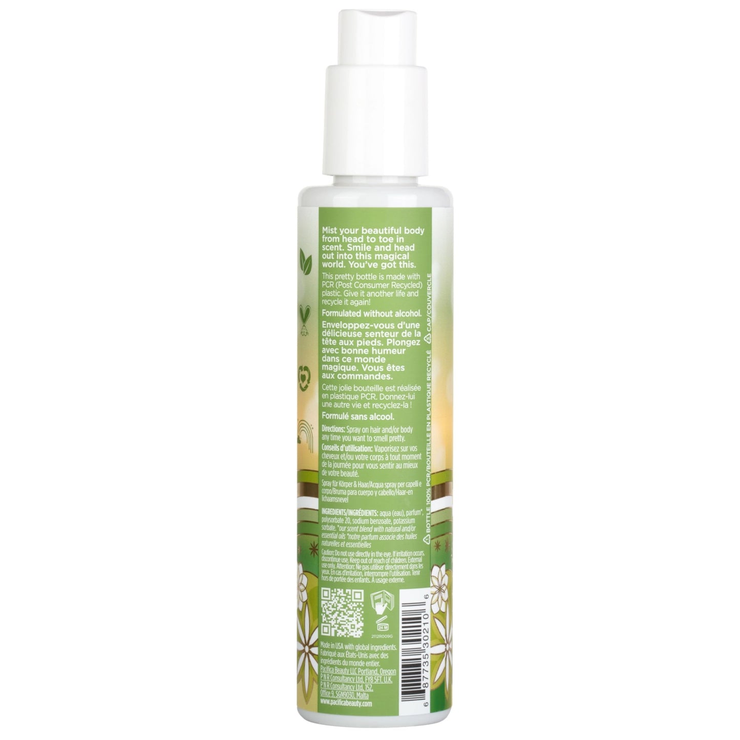 Pacifica Tahitian Gardenia Perfumed Hair & Body Mist, Alcohol-Free Spray Designed For Head-To-Toe Wear, Vegan & Cruelty-Free, 6 Fl Oz - Medaid International