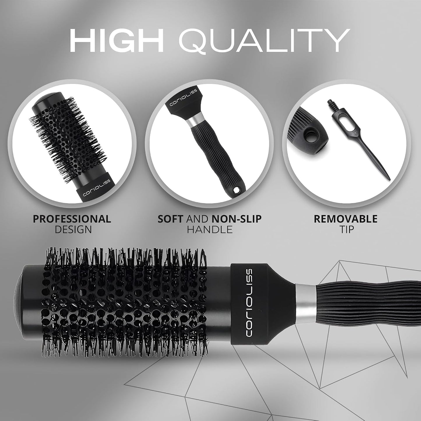 CORIOLISS | Hair Roller Brush for Women | Professional Hair Brush with Thermochromic Ceramic | Ideal for Short Hair and Precise Styling Works 43 MM