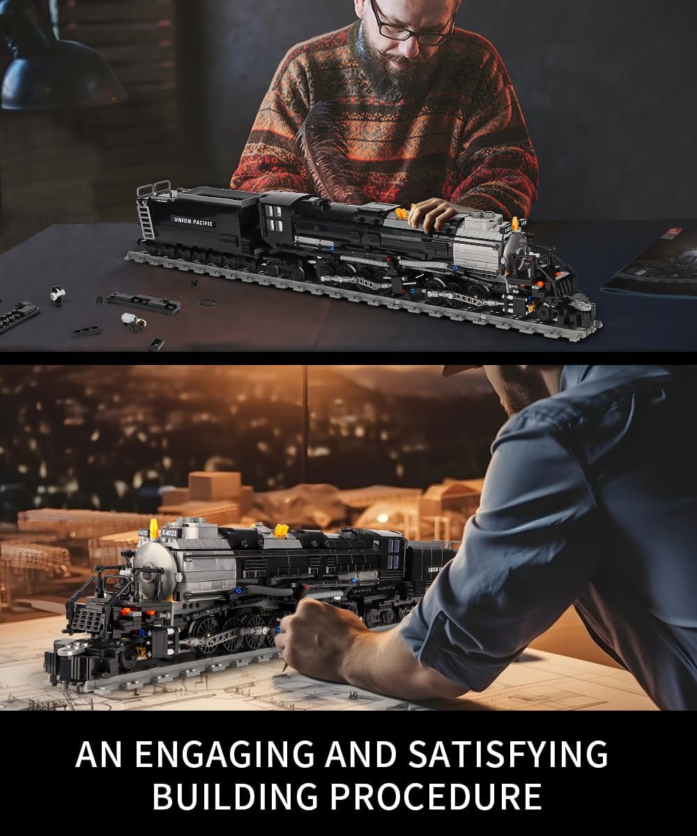 Kastwave Large Steam Model Train Building Blocks, Articulated Locomotive Block Set - Compatible With Lego Set, The Ultimate Gift For Boys 8-14 And Adult Enthusiast