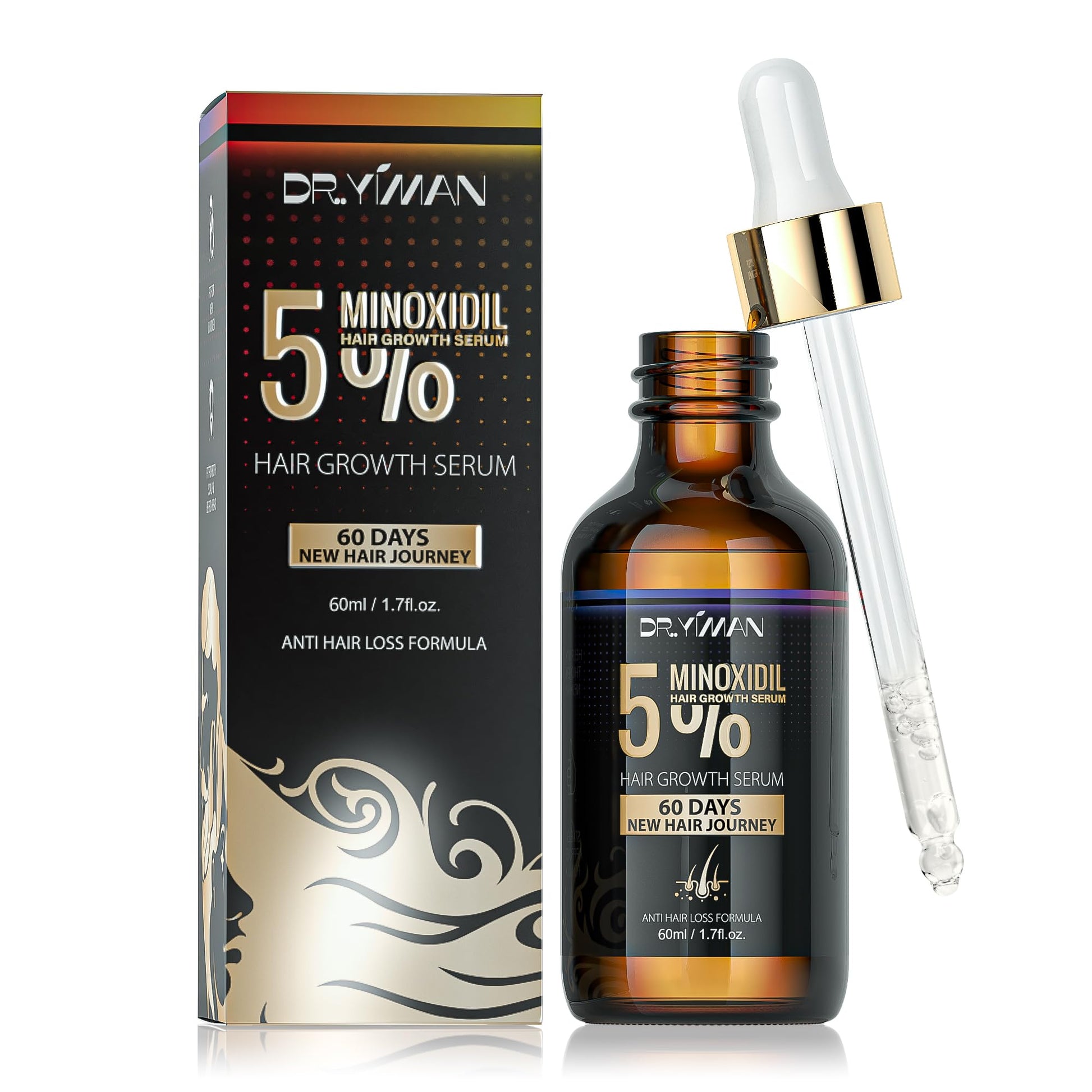 Dr.Yiman 5% Minoxidil Hair Growth Serum for Men and Women, Hair Growth Serum Oil for Hair Loss for Women, Safest Hair Growth Minoxidil Treatment for Boosting Follicles, Hair Regrowth Treatments - Medaid International