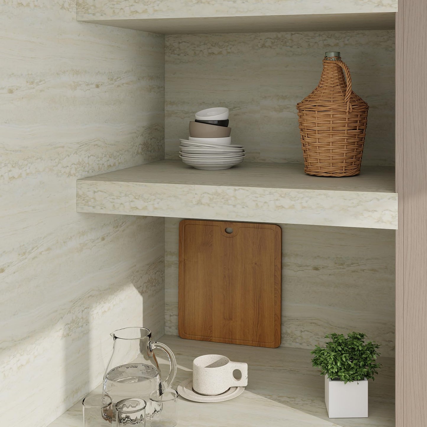 PHINILUX Marble Contact Paper for Countertops Cover - 15.7" X 118" Beige Travertine Peel and Stick Wallpaper - Removable Self Adhesive Thick Granite Vinyl Film Roll - Medaid International