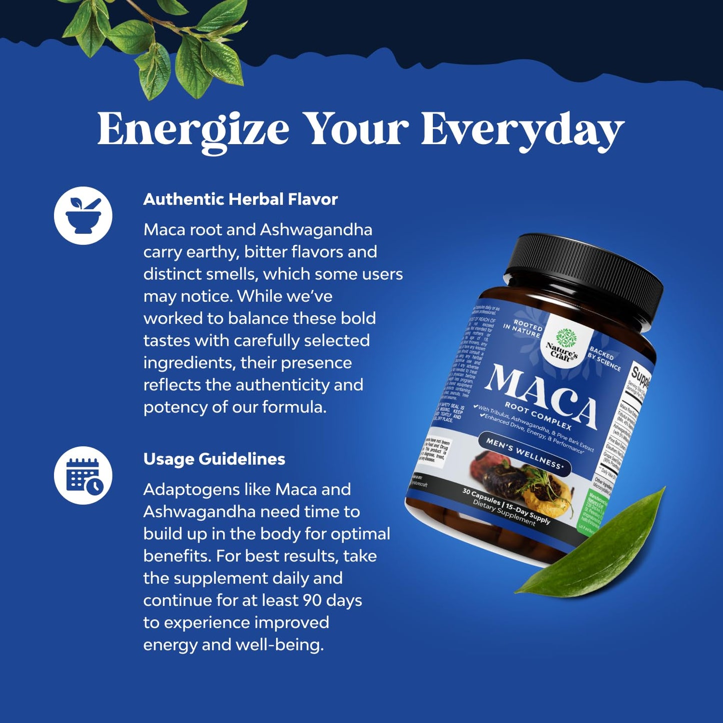 Potent Black Maca Root Capsules for Men - Herbal Wellness Supplement with Siberian Ginseng Ashwagandha and Black Maca Root - Men’s Wellness Supplement to Support General Health - 30 Count - Medaid International