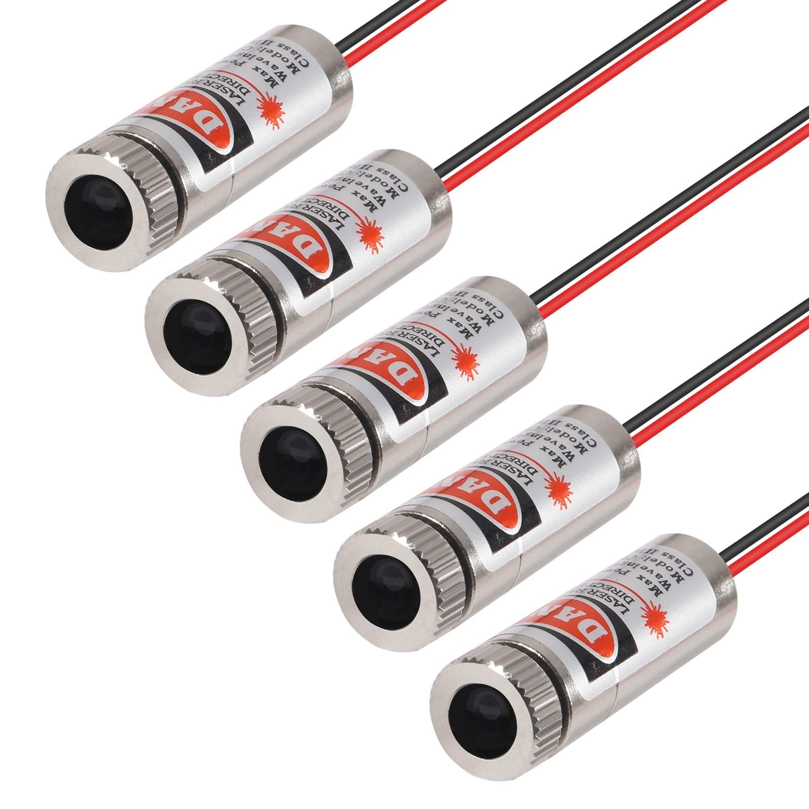 UMLIFE 5pcs 650nm 5mw Laser Head Laser Tube Adjustable Focus 3~5V Red Laser Tube for Sight Positioning Sighting Telescope (Dot) - Medaid International