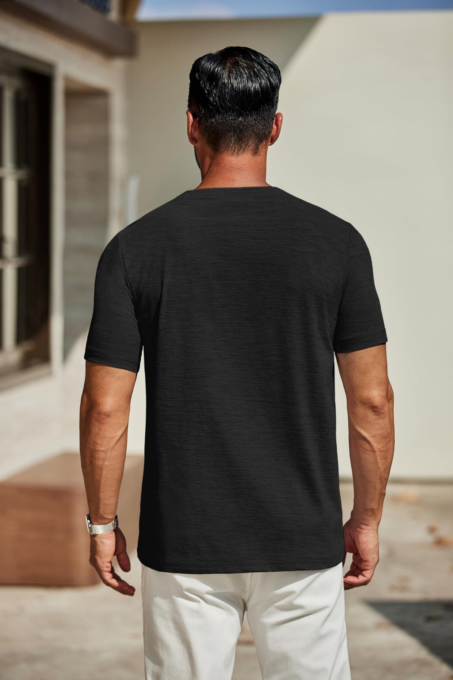 COOFANDY Men's T Shirts Short Sleeve Classic V Neck T-Shirt Casual Summer Basic Tee Shirt Black - Medaid International