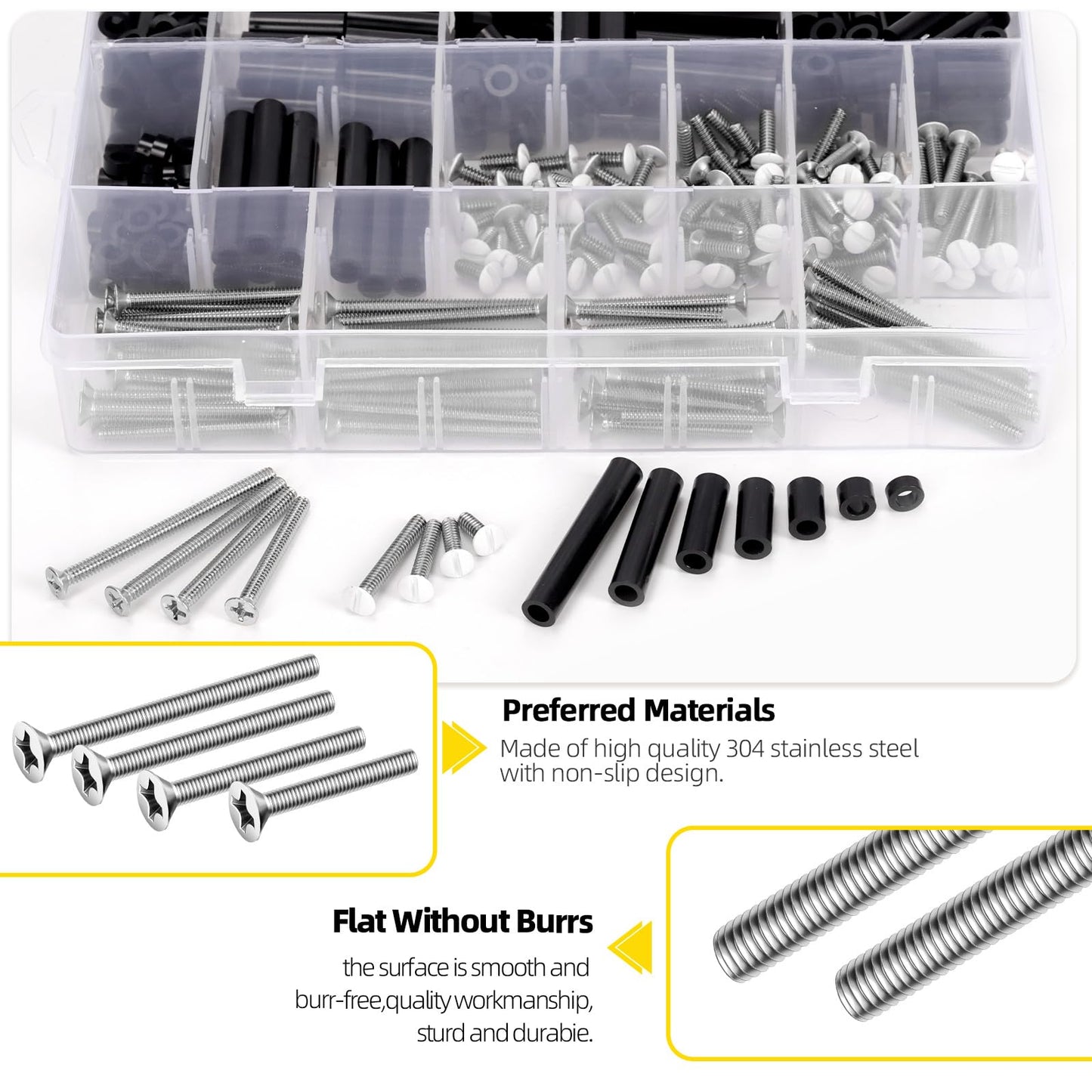 Mardatt 385Pcs Electrical Outlet Extender Kit, 240Pcs Electrical Outlet Spacers with 145Pcs #6-32 Thread Slotted & Phillips Wall Plate Screws Outlet Screw Device Mounting Screws Switch Plate Screw - Medaid International