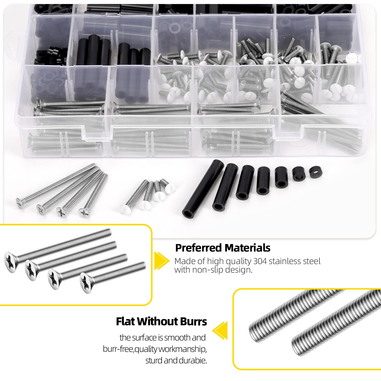 Mardatt 385Pcs Electrical Outlet Extender Kit, 240Pcs Electrical Outlet Spacers with 145Pcs #6-32 Thread Slotted & Phillips Wall Plate Screws Outlet Screw Device Mounting Screws Switch Plate Screw - Medaid International