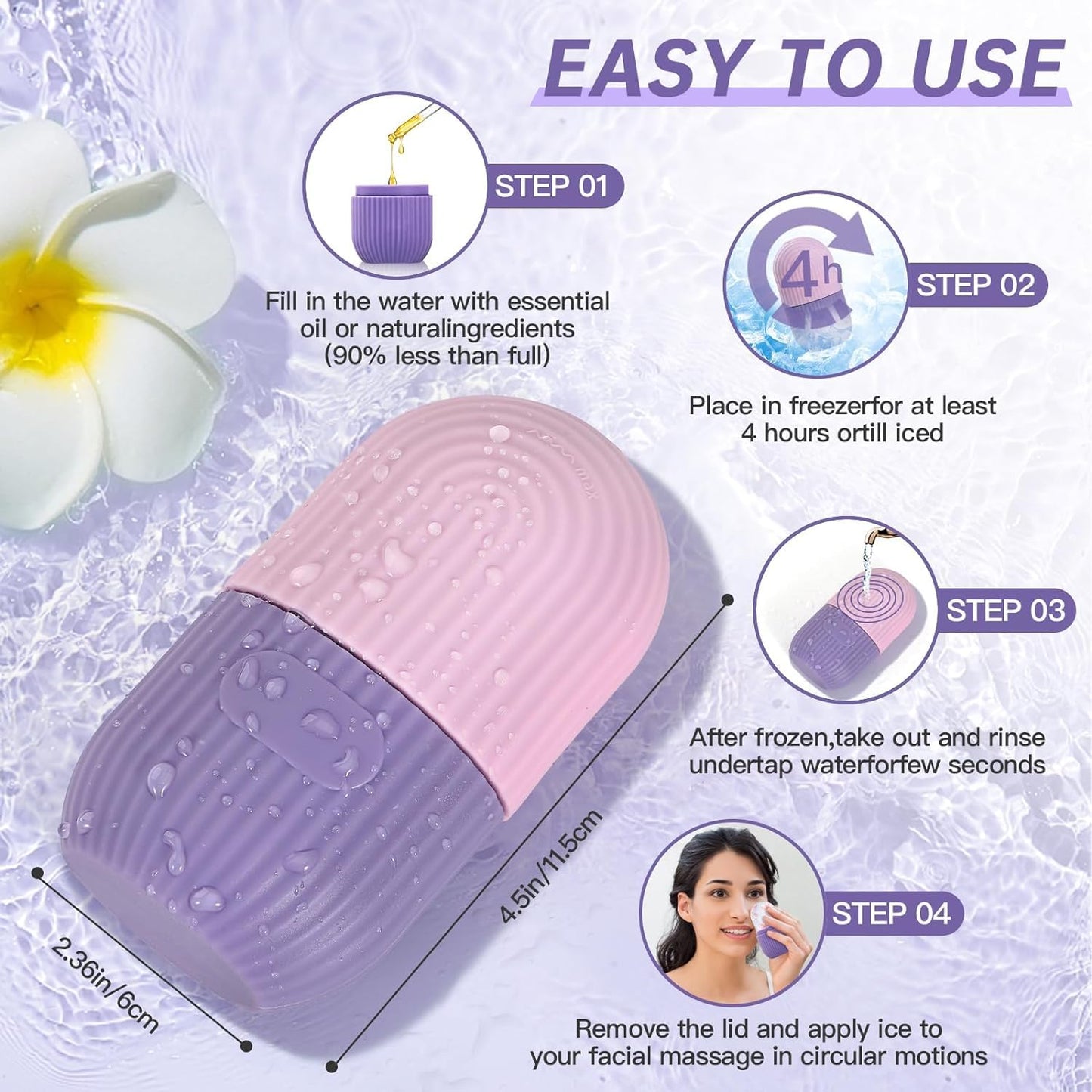 XML Ice Face Roller Silicone Facial Cube for Eyes Neck Massage Remove Dark Circle Pore Shrink Face Beauty Skin Care Ice Mould Kitchen Tools (ICE-ROLLER-1) - Medaid International