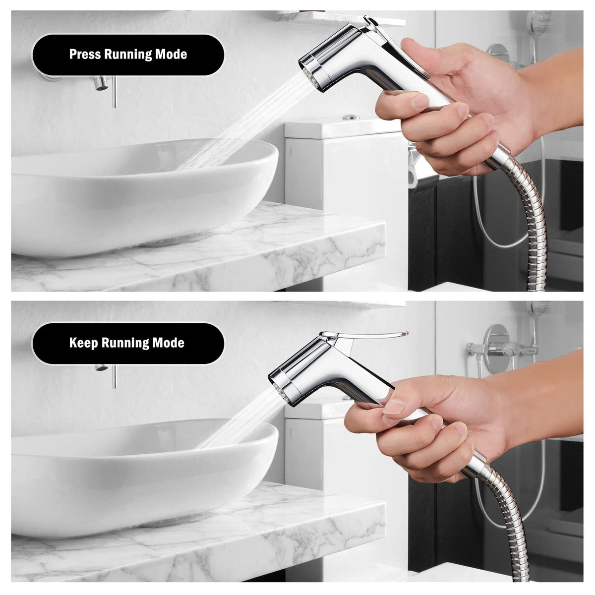JOMOO Shattaf Set, Bidet Sprayer for Toilet with 47inches Stainless Steel Bidet Hose, Wall Mounted Handheld Bathroom Spray for Personal Hygiene, Chrome