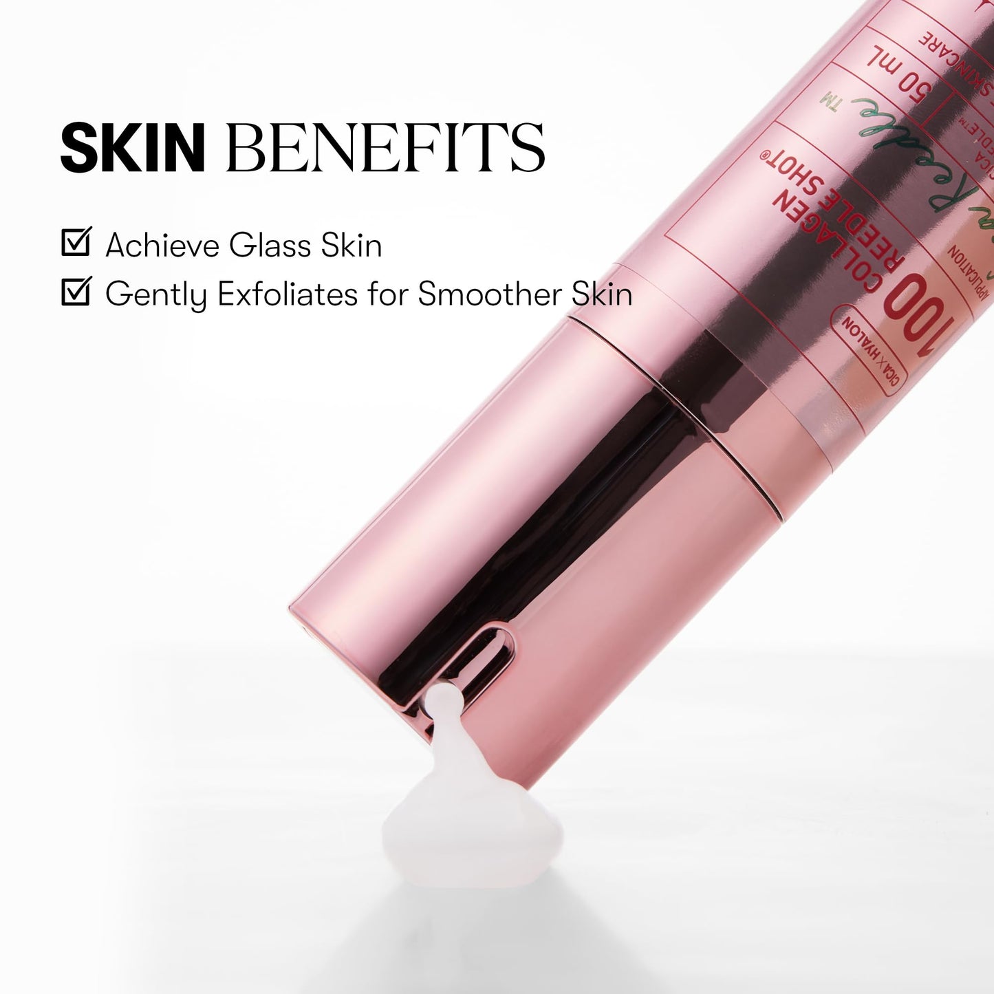 VT COSMETICS Collagen Reedle Shot 100, Microneedling Serum, Firming & Elasticity, 500Da Collagen Extract, Soft & Glass Skin, Pink Serum, Korean Skin Booster 1.69Fl Oz(50ml) - Medaid International