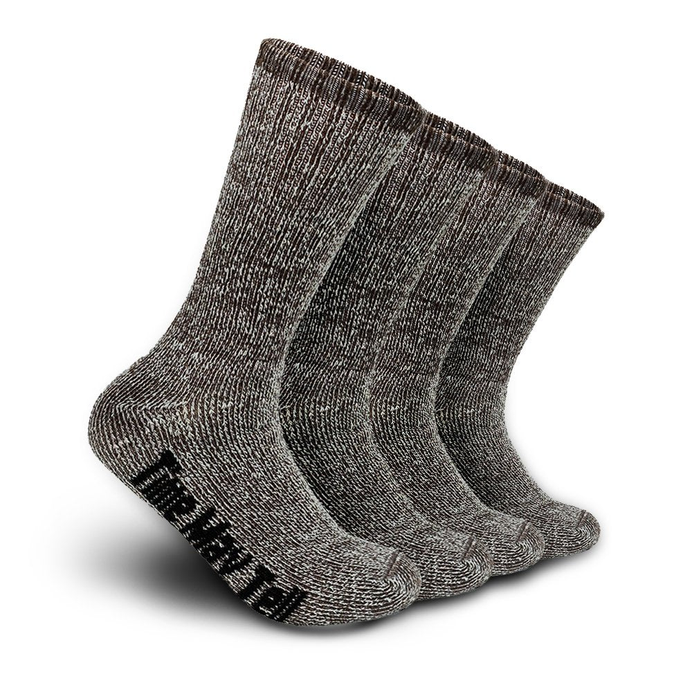 Time May Tell Mens Merino Wool Hiking Cushion Socks Thermal Warm Crew Winter Boot Socks Pack (Brown(2 pairs), US Size 9-13) - Medaid International