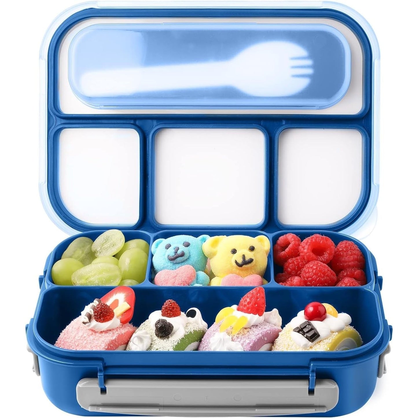 Lunch Box Kids, Necomi Bento Box Adult Lunch Box, Lunch Containers for Adults/Kids/Toddler,1000ML-4 Compartment Bento Lunch Box,Microwave & Dishwasher & Freezer Safe,BPA Free (Blue) - Medaid