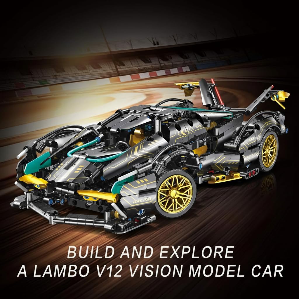 KASTWAVE Technic Sports Car Building Set - 1:14 MOC Lambo V12 Speed Champions Racing Model Vehicle for Boys or Adults 10-14+ Years (1012 Pieces)