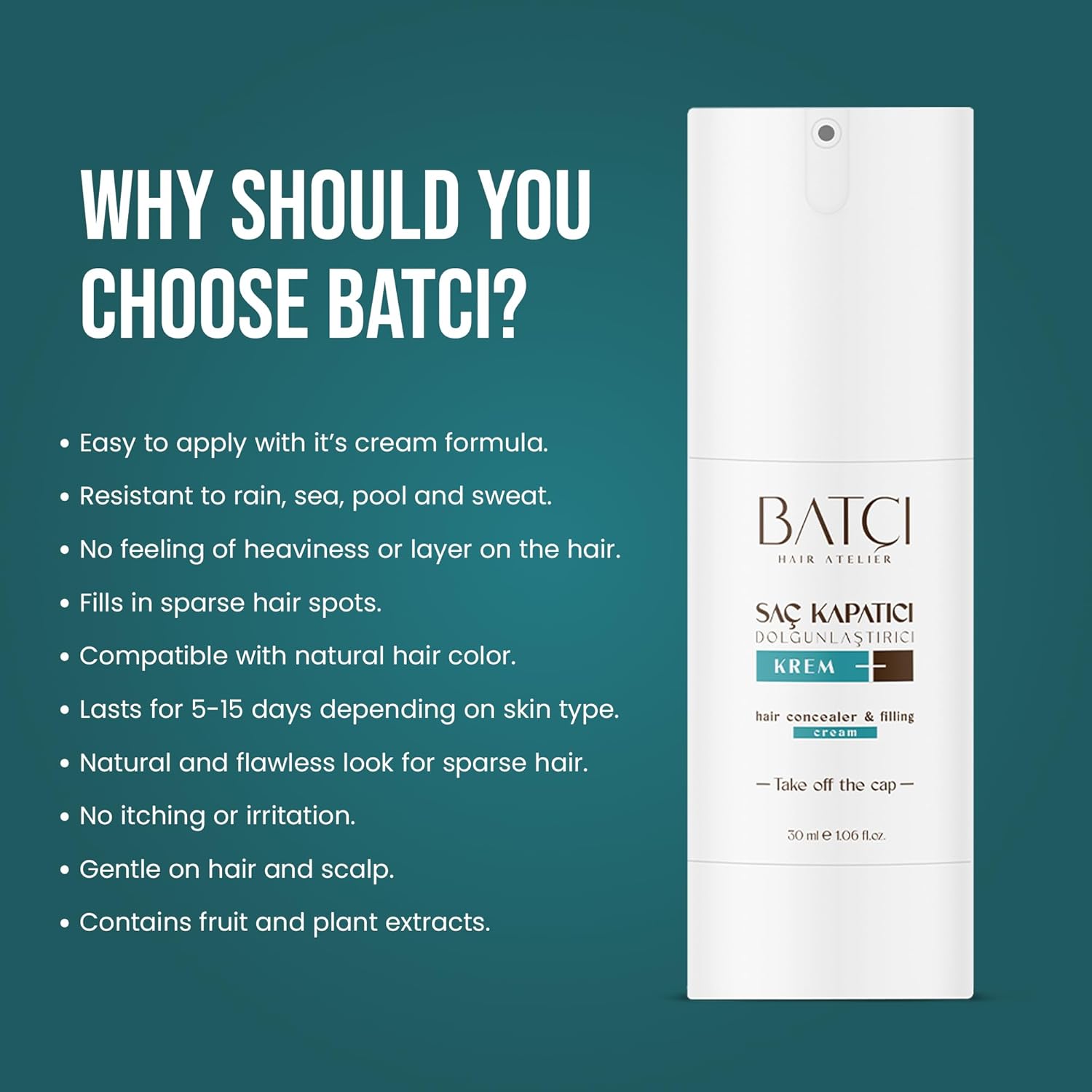 Batçı Hair Concealer Volumizer Liquid Cream 30 ml [Imported] - Medaid International