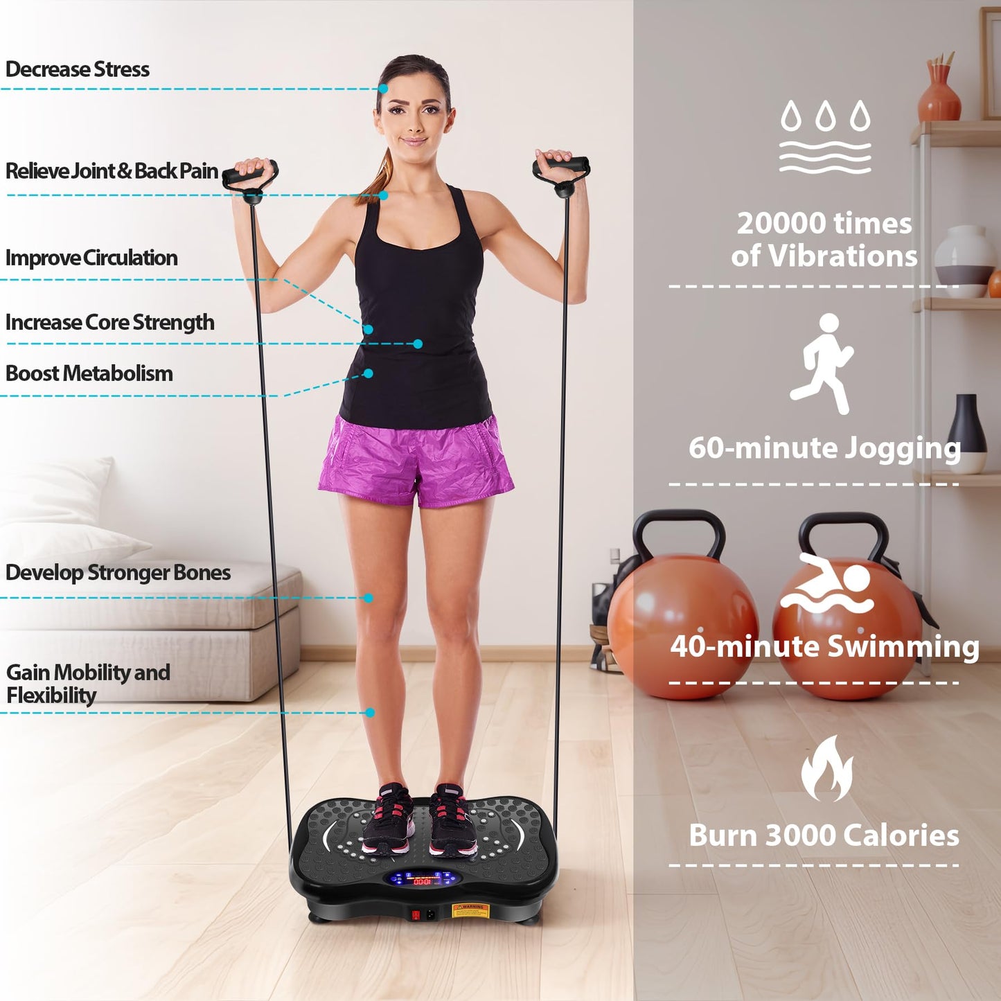 LEMY Mini Vibration Plate Machine with Remote Control,120 Speed Levels and Loop Bands,Whole Body Workout Vibration Platform for Weight Loss,Lymphatic Drainage,Muscle Toning,Cellulite Reduction at Home