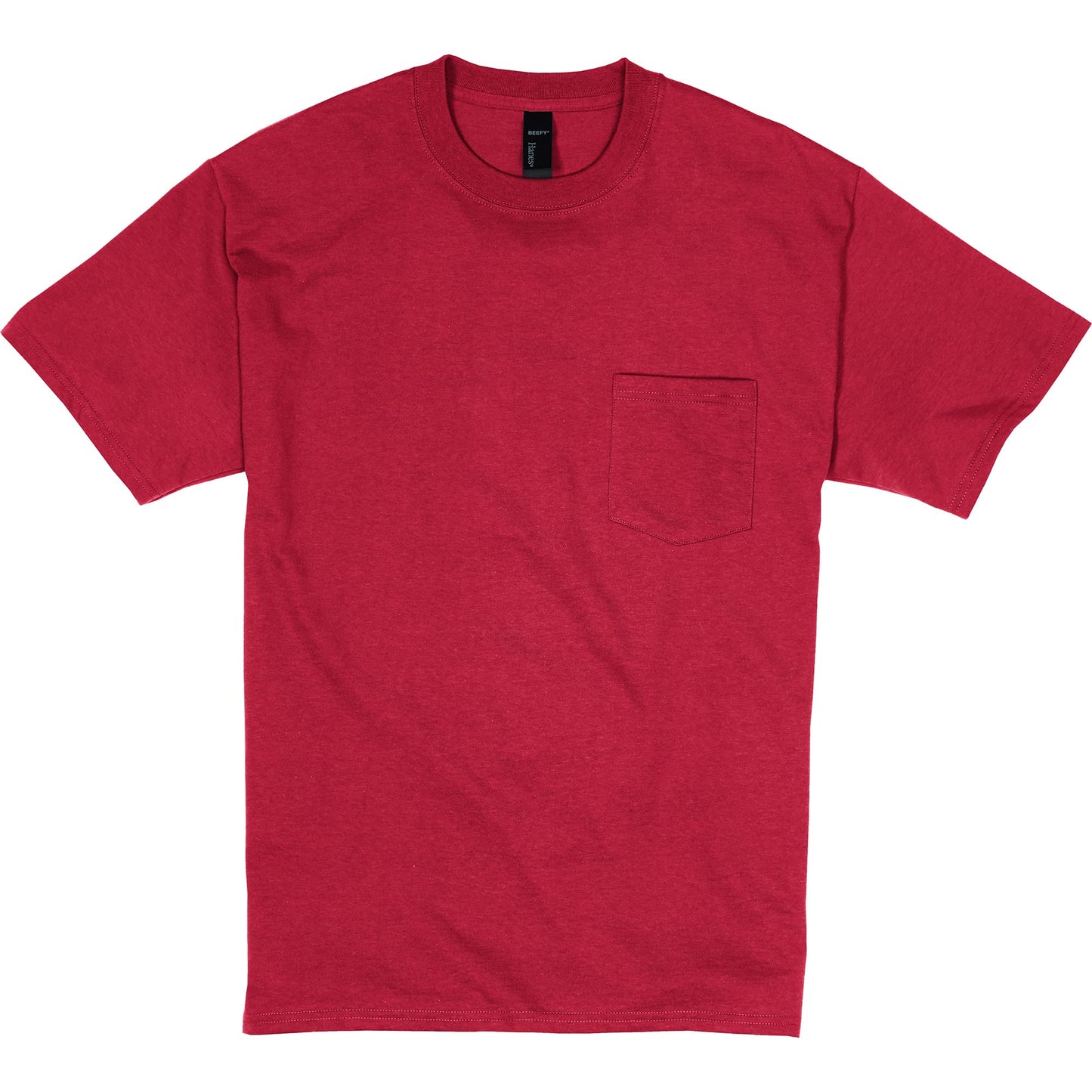Hanes Men's Short Sleeve Beefy-T with Pocket, Deep Red, X-Large - Medaid International