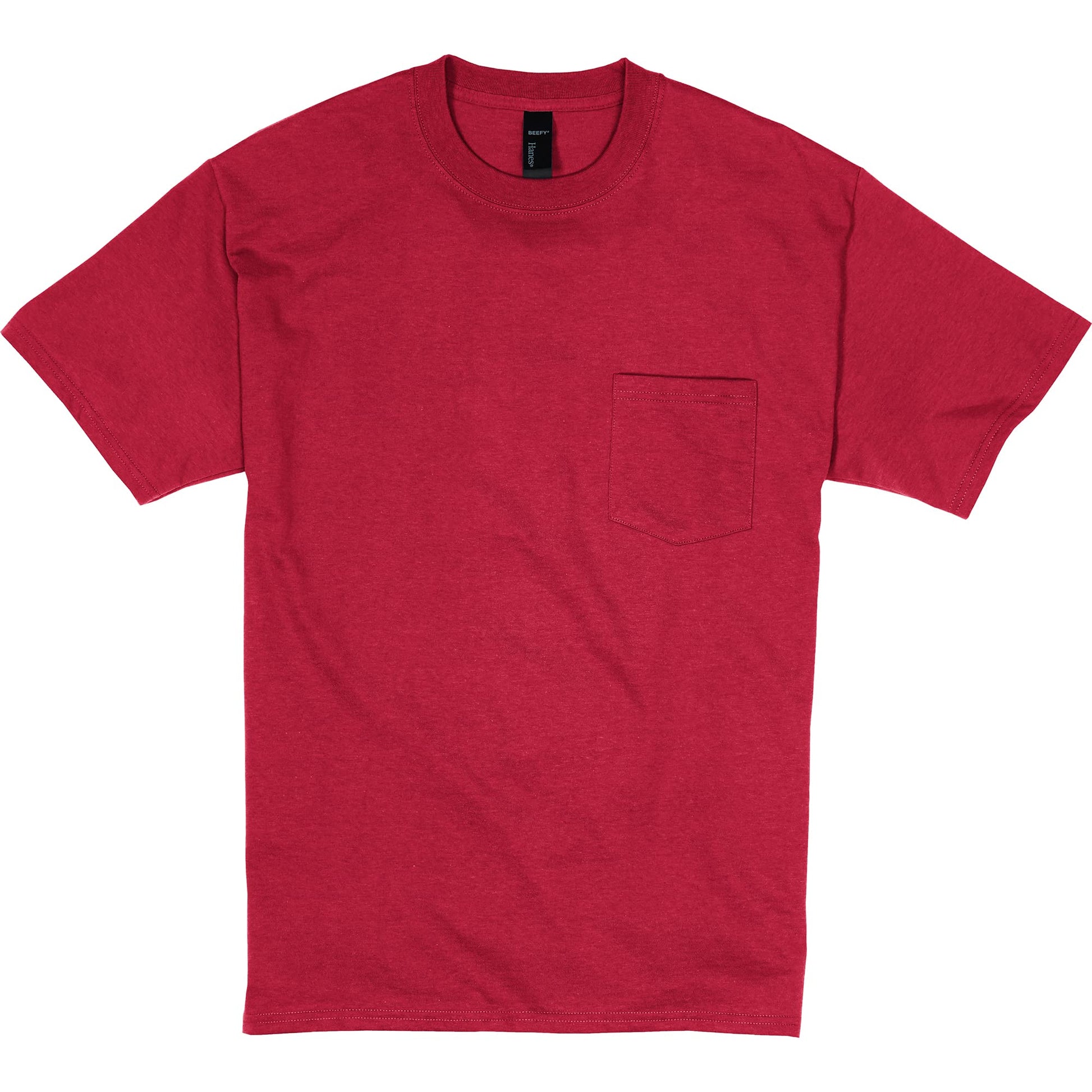 Hanes Men's Short Sleeve Beefy-T with Pocket, Deep Red, X-Large - Medaid International