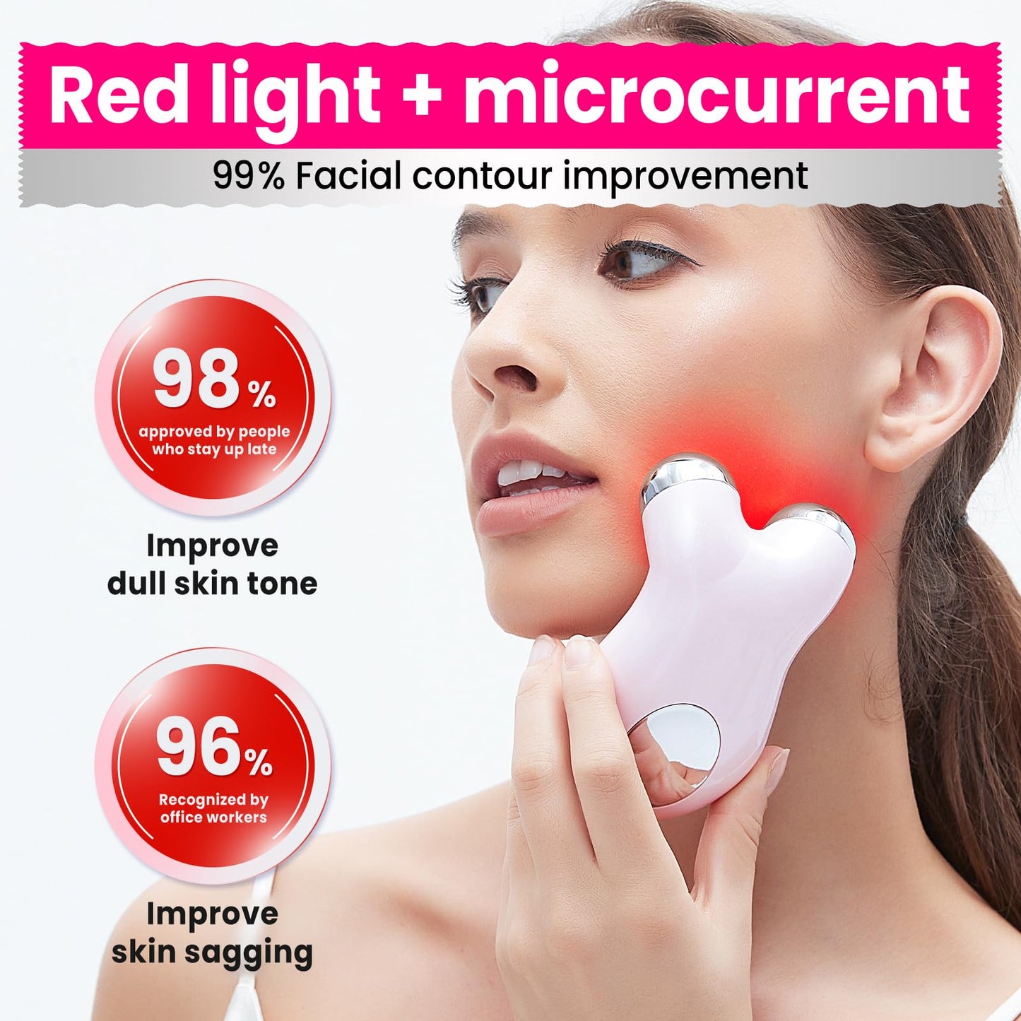 Hunvva Microcurrent Facial Device,Latest Red Light Technology,Enhances The Ability to Lift The Face and Tighten The Skin,Facial Wrinkle Equipment,Smart Photon Micro-Current Device,Model:EP-300. - Medaid International
