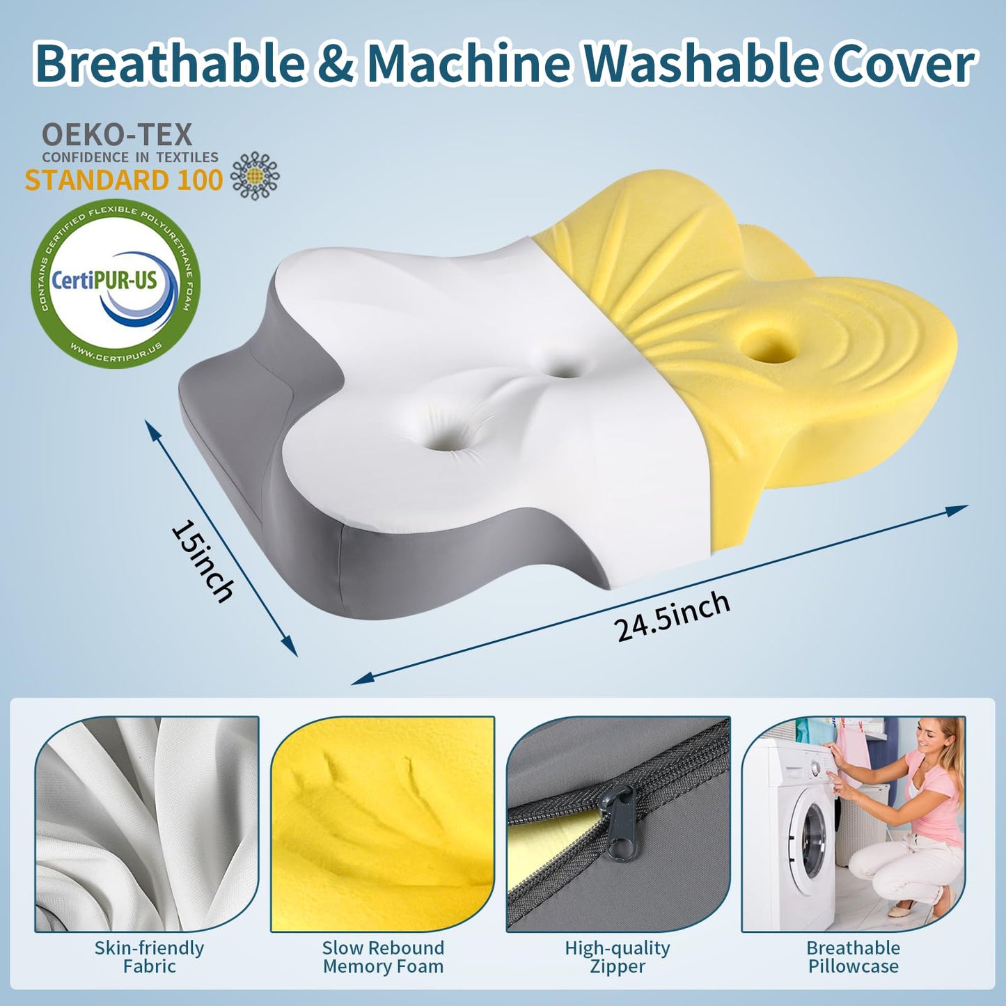 Cervical Neck Pillow for Pain Relief- Ergonomic Memory Foam Pillows for Sleeping, Dual Ear Relief Zone Contour Pillow, Neck Support Pillows for Side Back &Stomach Sleeper (White) - Medaid International