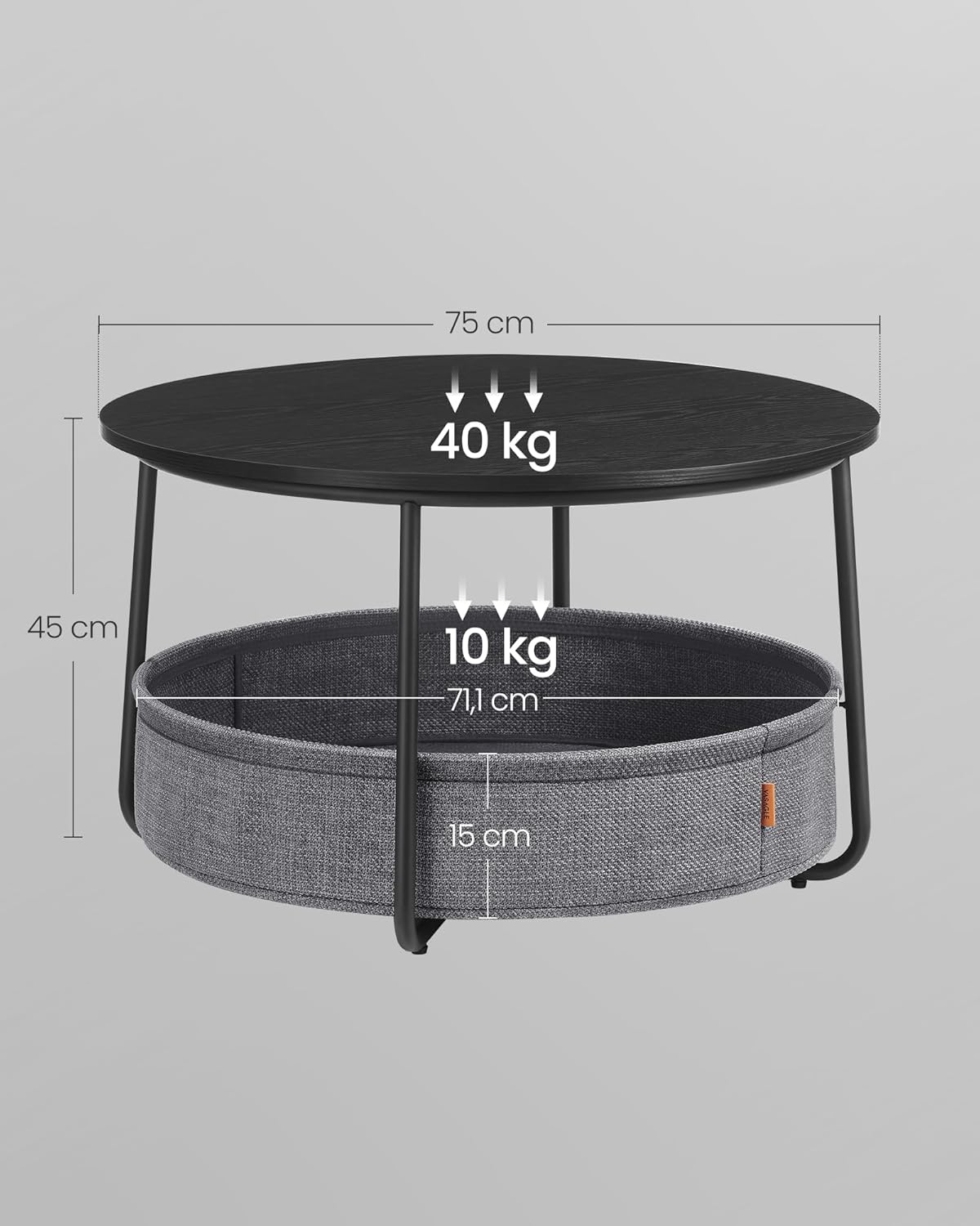 VASAGLE Round Coffee Table LCT244W10