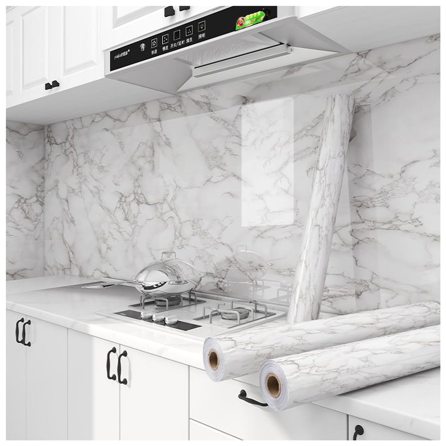 Yancorp White Gray Contact Paper Marble Wallpaper Peel and Stick Countertops Backsplash for Kitchen Waterproof Renter Friendly Wallpaper Papel Tapiz para Pared (11.8"X120") - Medaid International