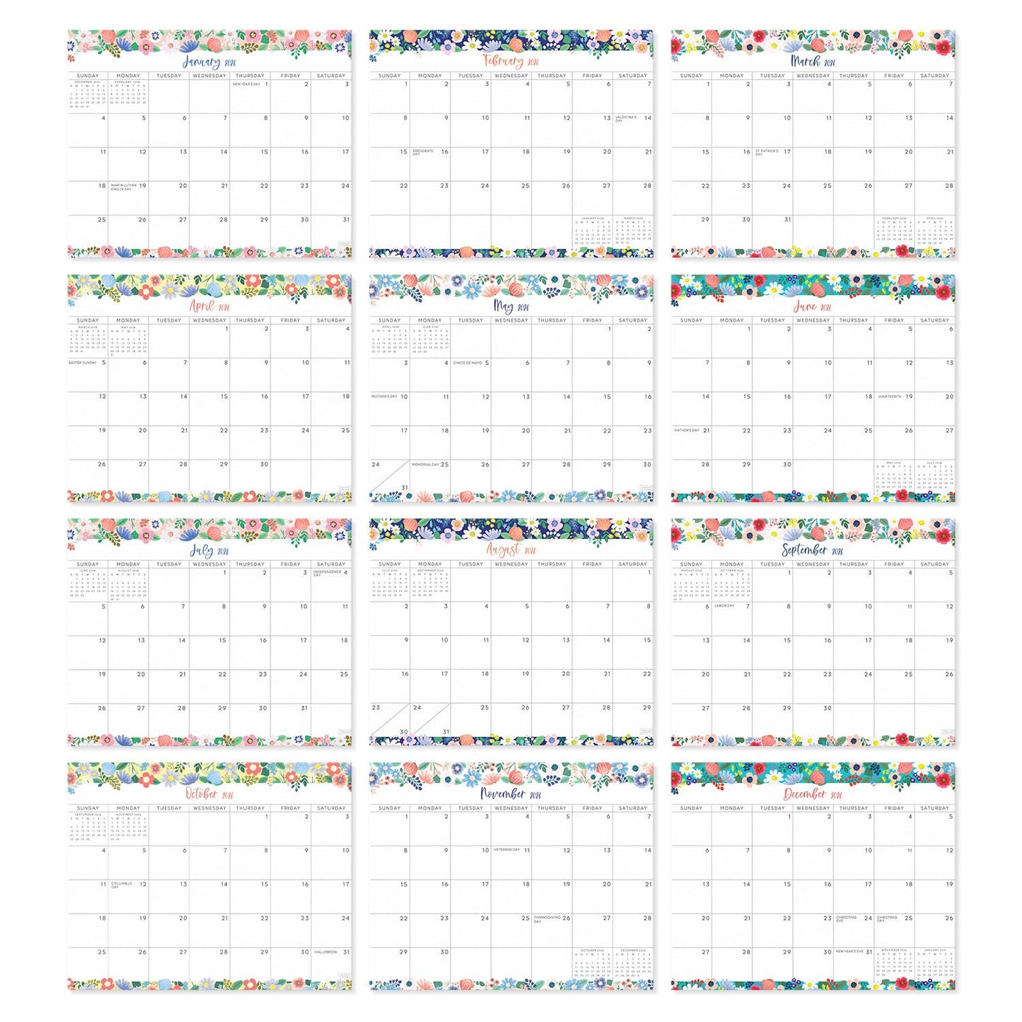 S&O Floral Magnetic Fridge Calendar from July 2025-Dec 2026 - Tear-Off Refrigerator Calendar to Track Events & Appointments - 18 Month Magnetic Planner for Fridge for Easy Planning - 8"x10" in. - Medaid International