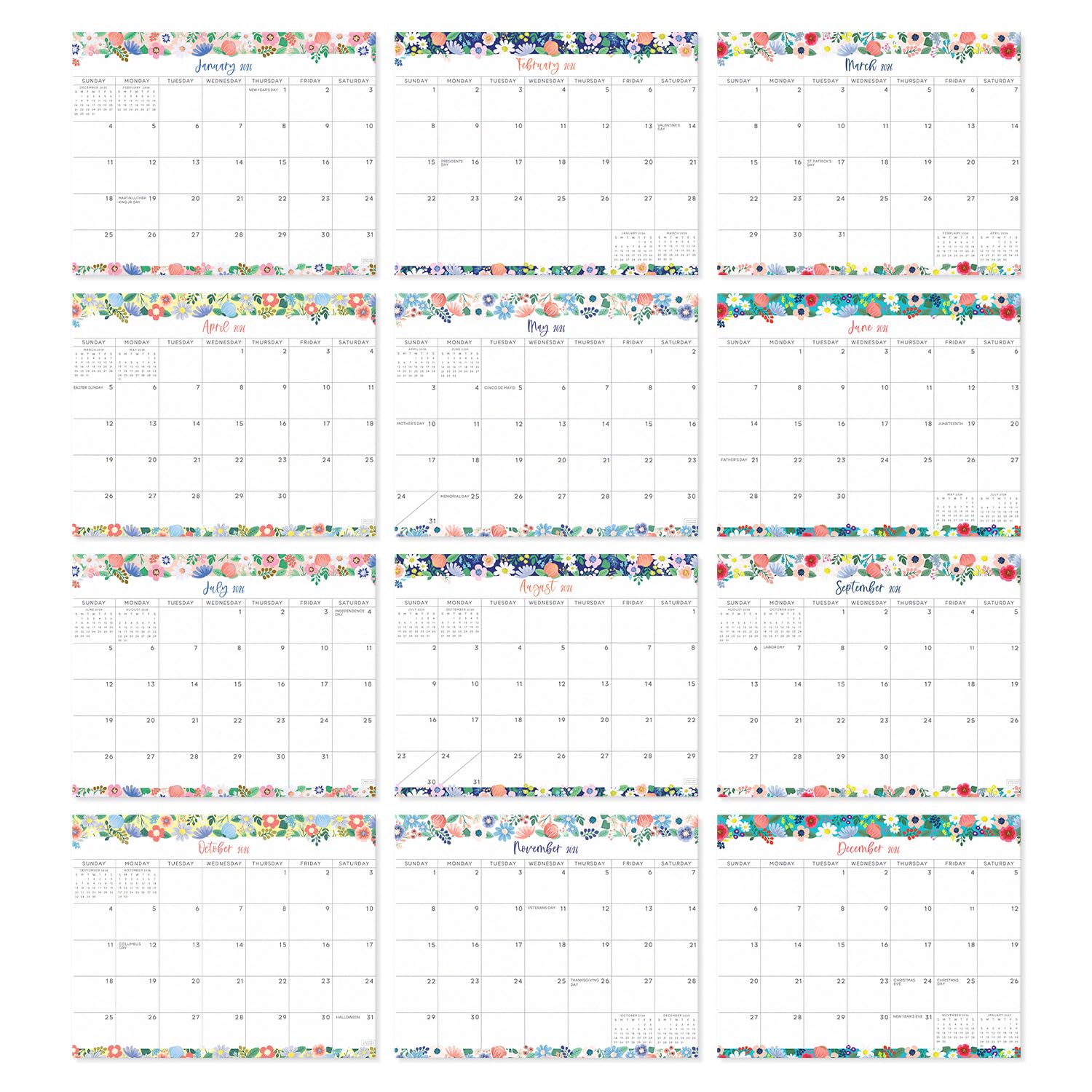 S&O Floral Magnetic Fridge Calendar from July 2025-Dec 2026 - Tear-Off Refrigerator Calendar to Track Events & Appointments - 18 Month Magnetic Planner for Fridge for Easy Planning - 8"x10" in. - Medaid International